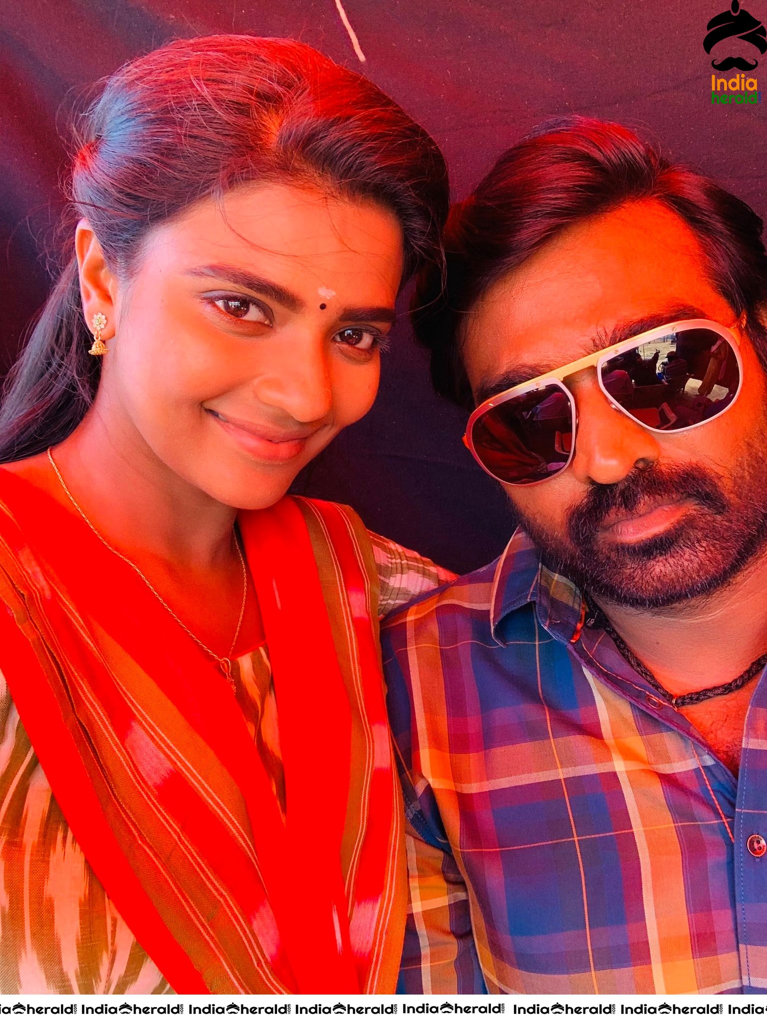 Actor Vijay Sethupathi with Aishwarya Rajesh from the sets of Ka Pae Ranasingam