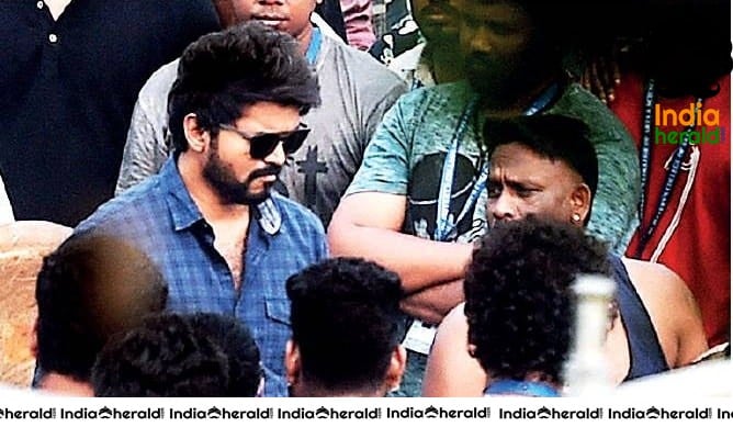 Actor Vijay Spotted during the shooting of Vijay 64