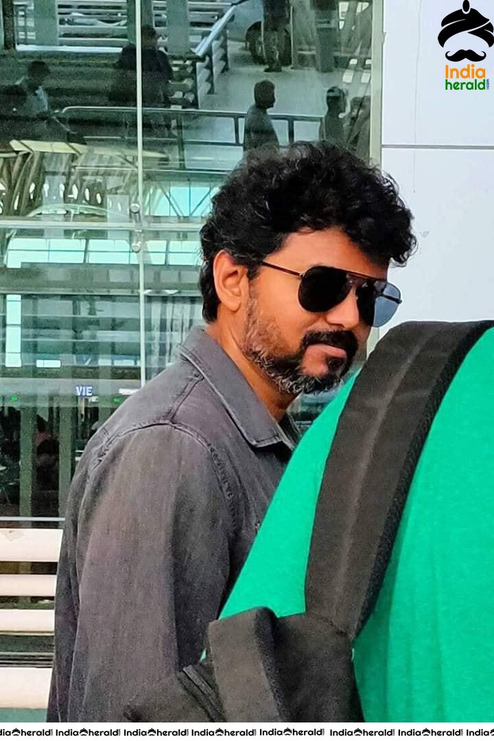 Actor Vijay Spotted during the shooting of Vijay 64