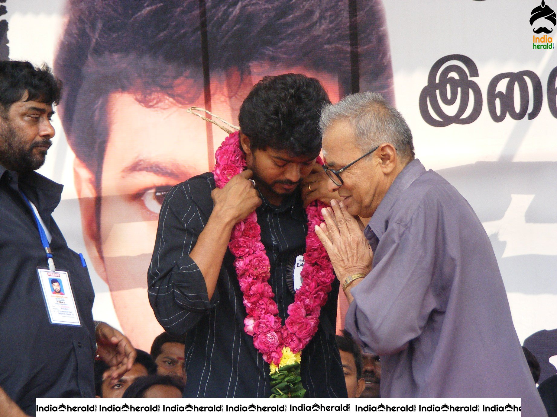 Actor Vijay with his wife while fasting for Eelam Tamils Set 1