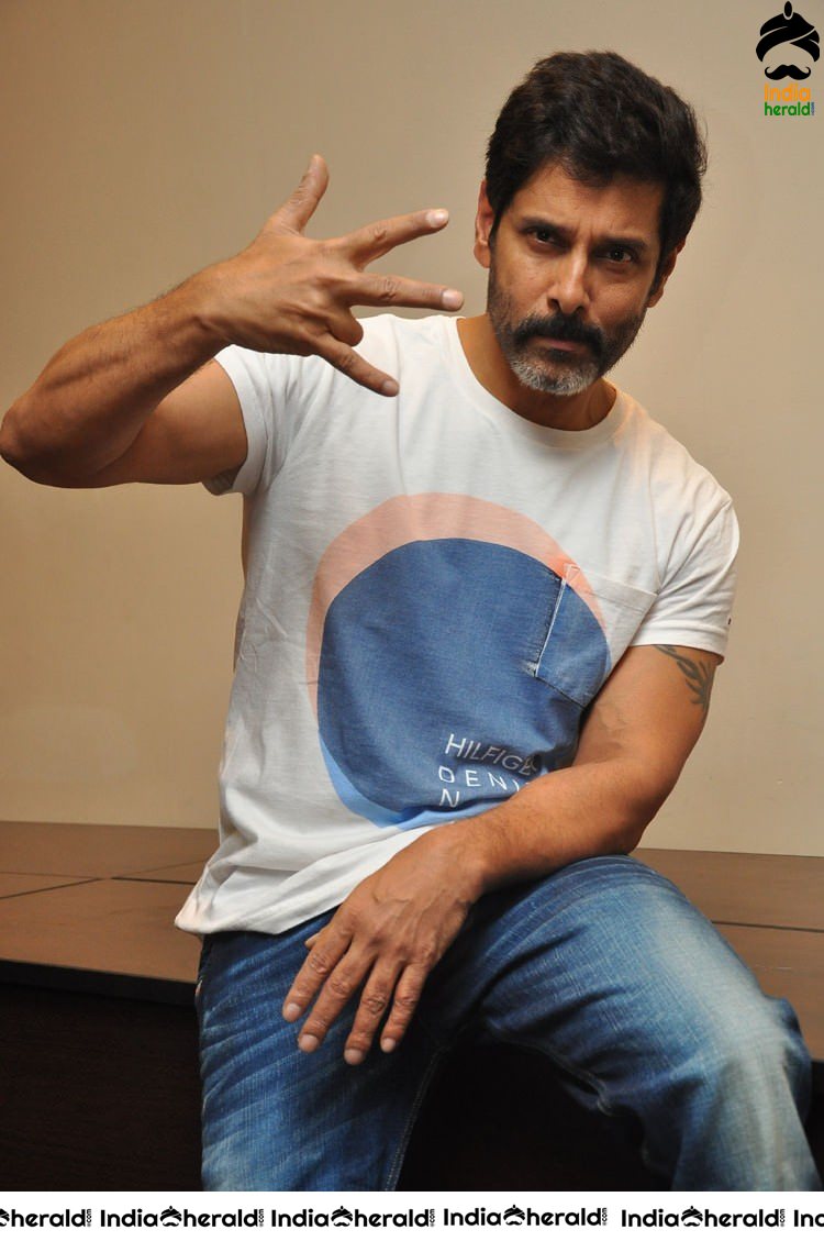 Actor Vikram Stylish Photos with Salt and Pepper Beard