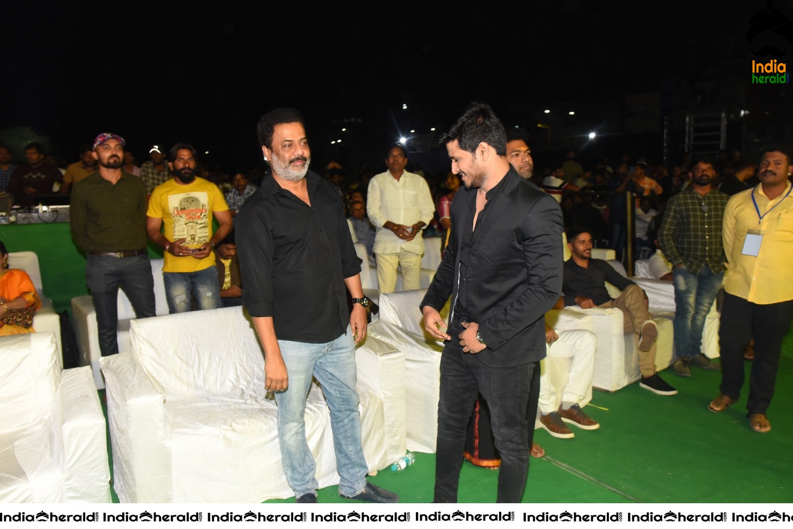 Actors discuss and have a lighter moment at Arjun Suravaram Pre Release Event Set 1