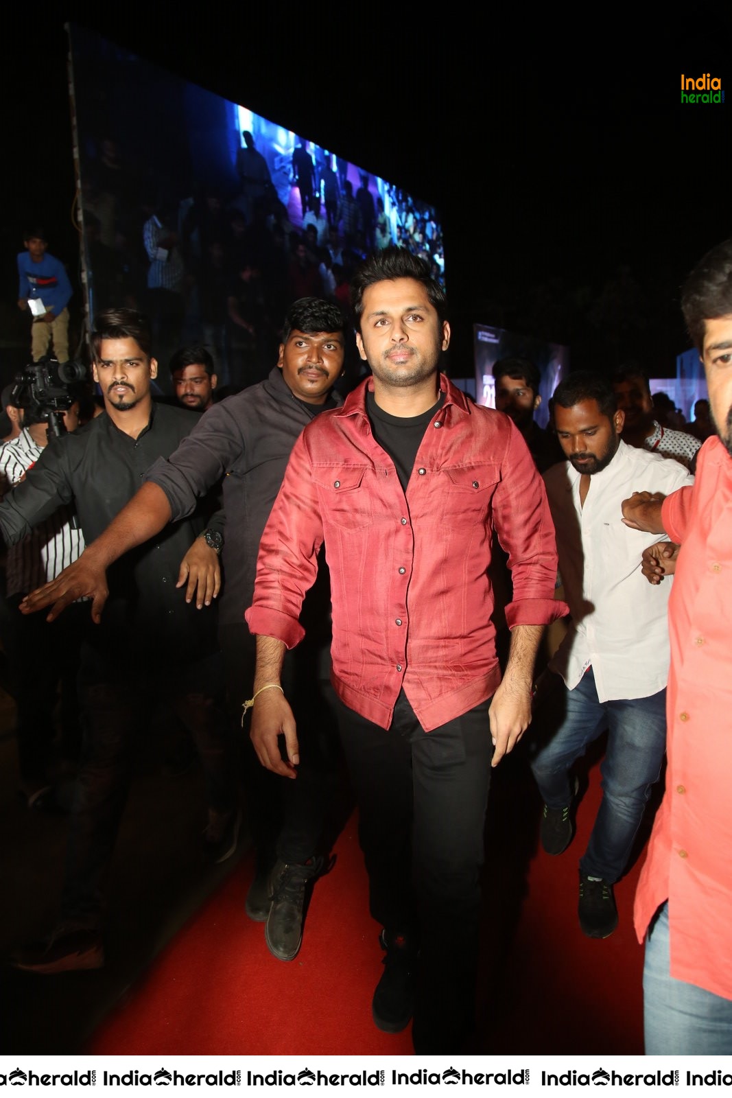 Actors entering at Bheeshma Pre Release Event