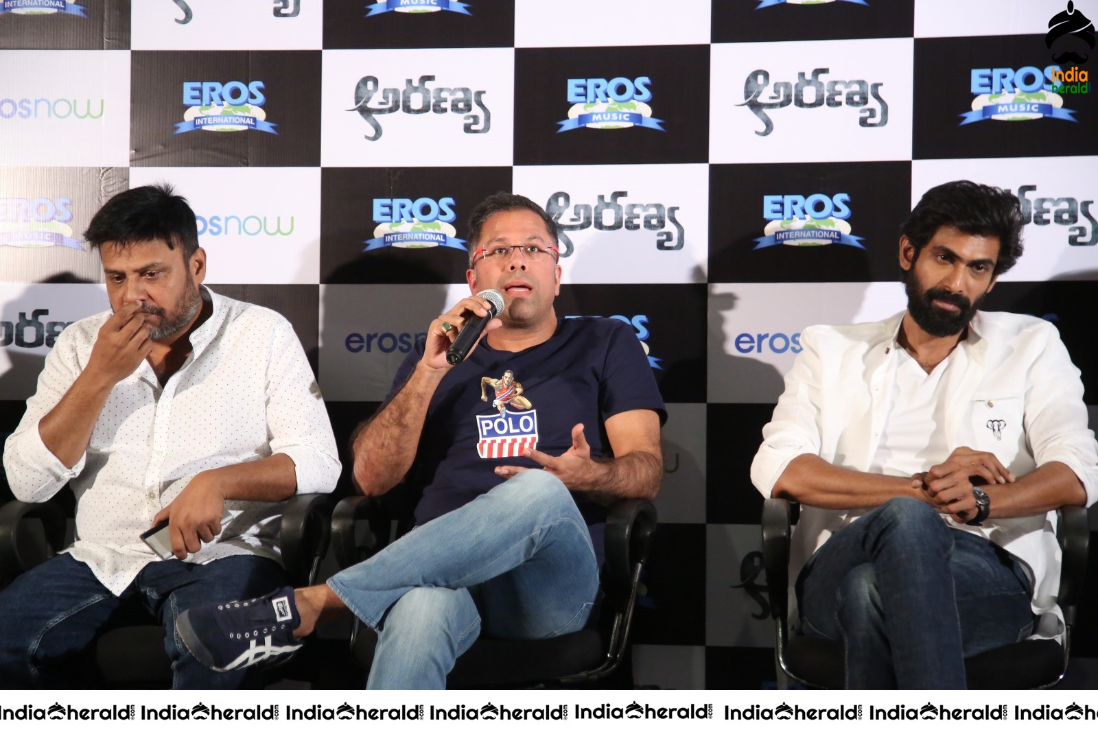 Actors Group Photos On the Stage at Aranya Teaser Launch