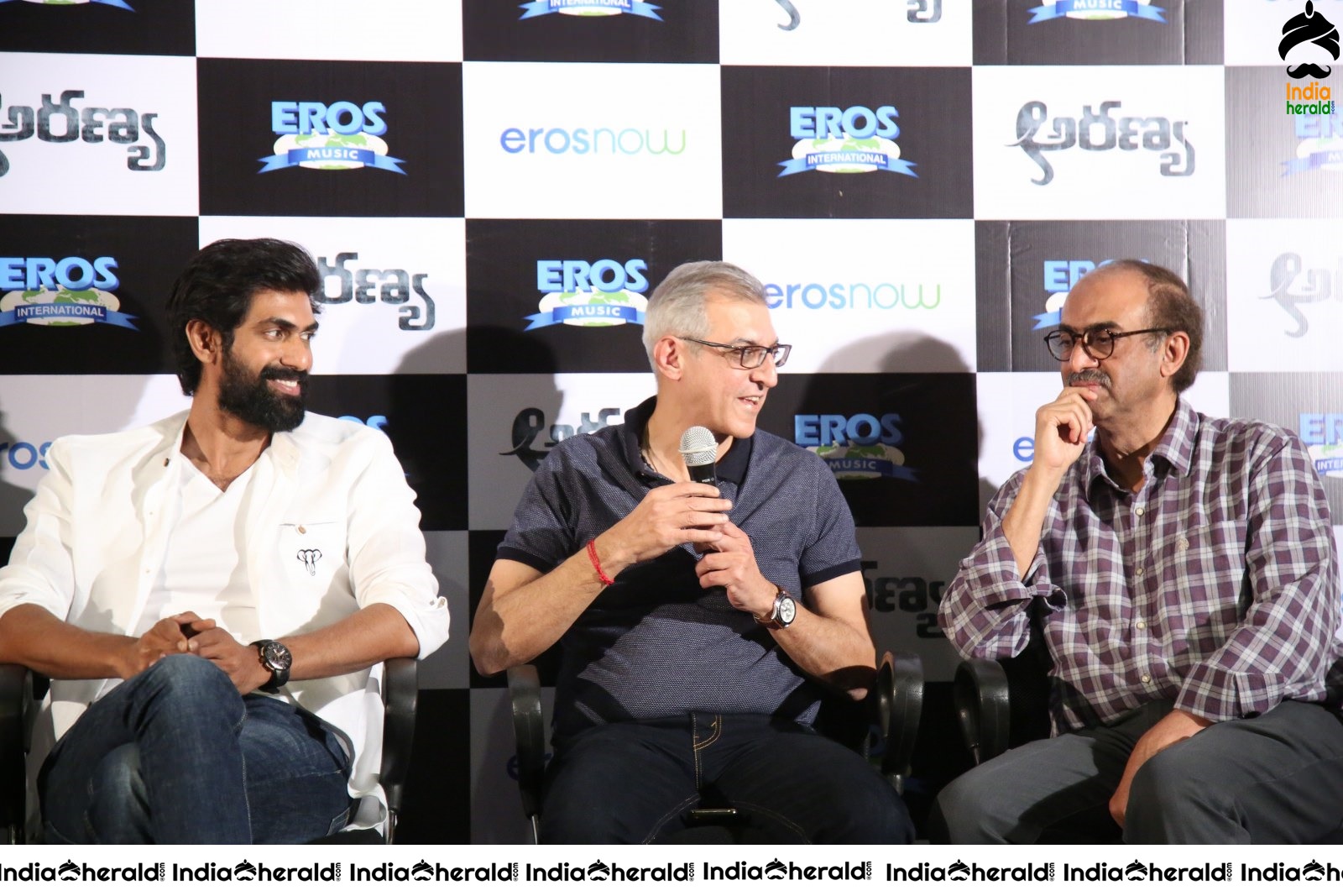 Actors Group Photos On the Stage at Aranya Teaser Launch