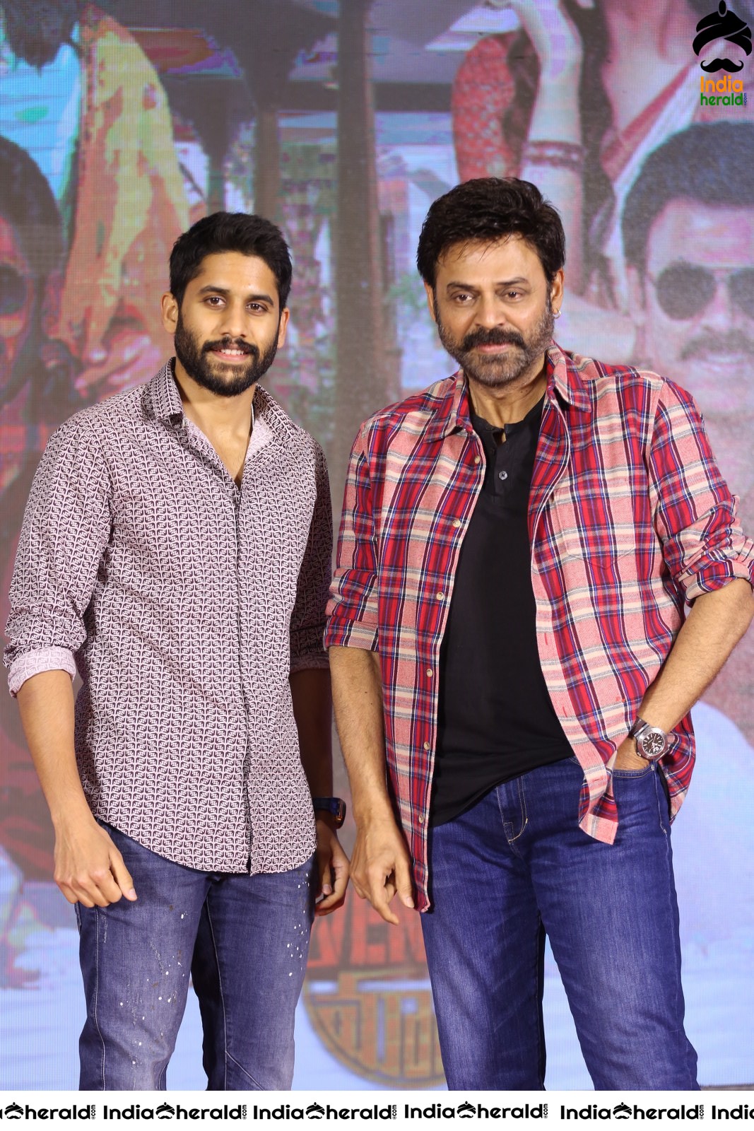 Actors Naga Chaitanya and Venkatesh Seen Together at Venky Mama Meet Set 1