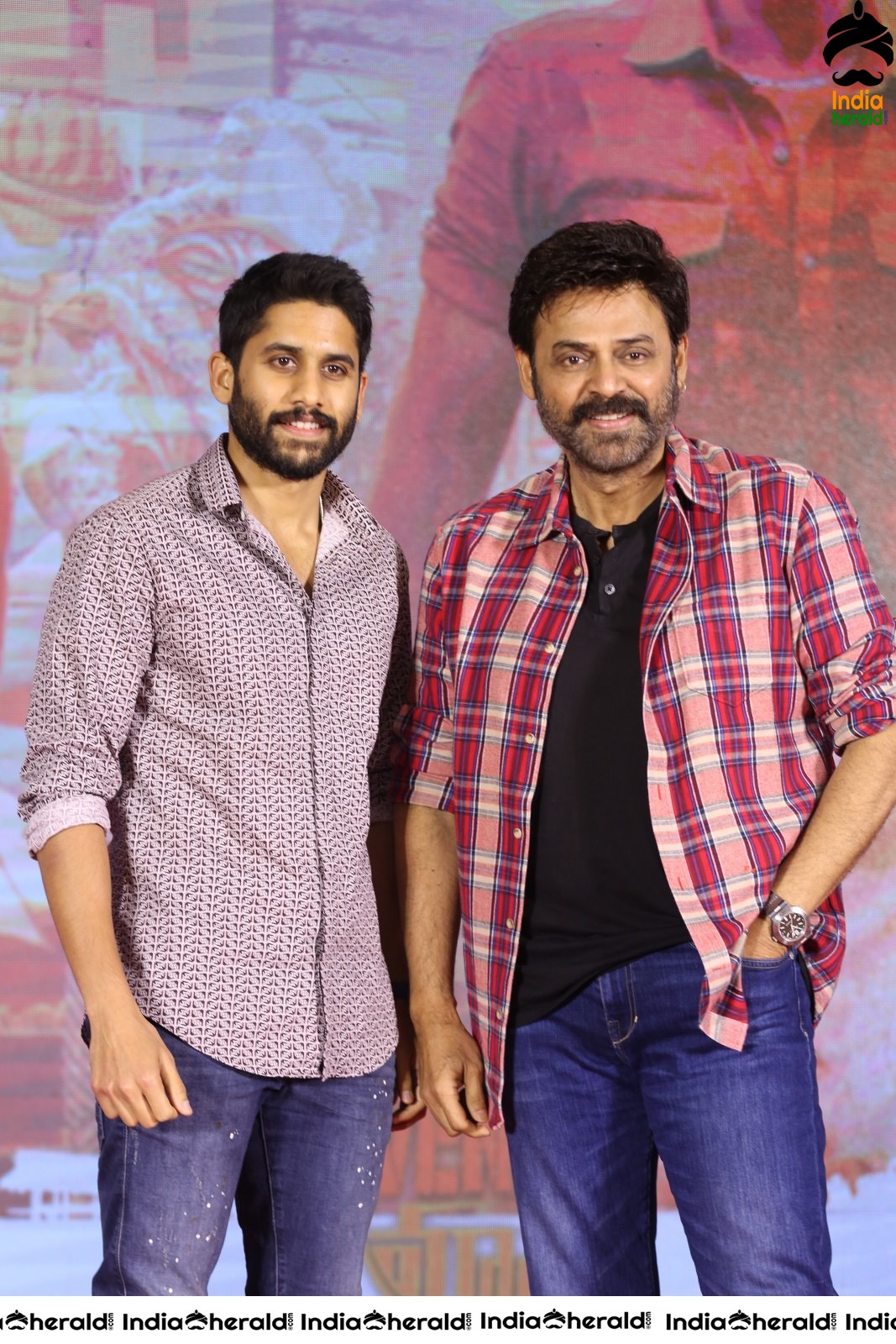 Actors Naga Chaitanya and Venkatesh Seen Together at Venky Mama Meet Set 1