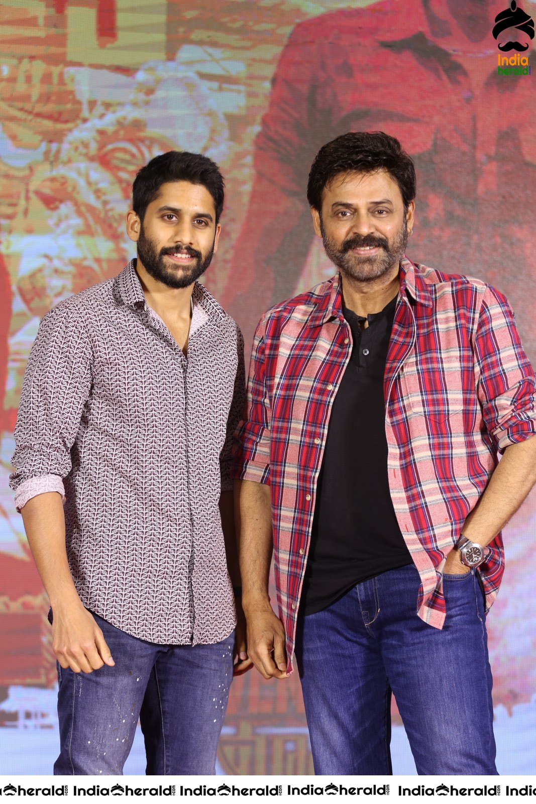 Actors Naga Chaitanya and Venkatesh Seen Together at Venky Mama Meet Set 1
