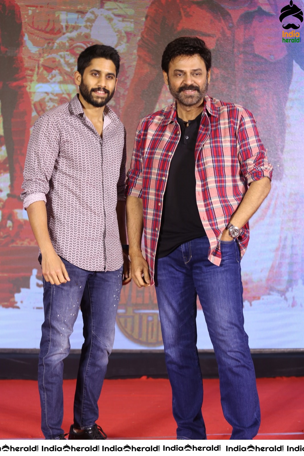 Actors Naga Chaitanya and Venkatesh Seen Together at Venky Mama Meet Set 1