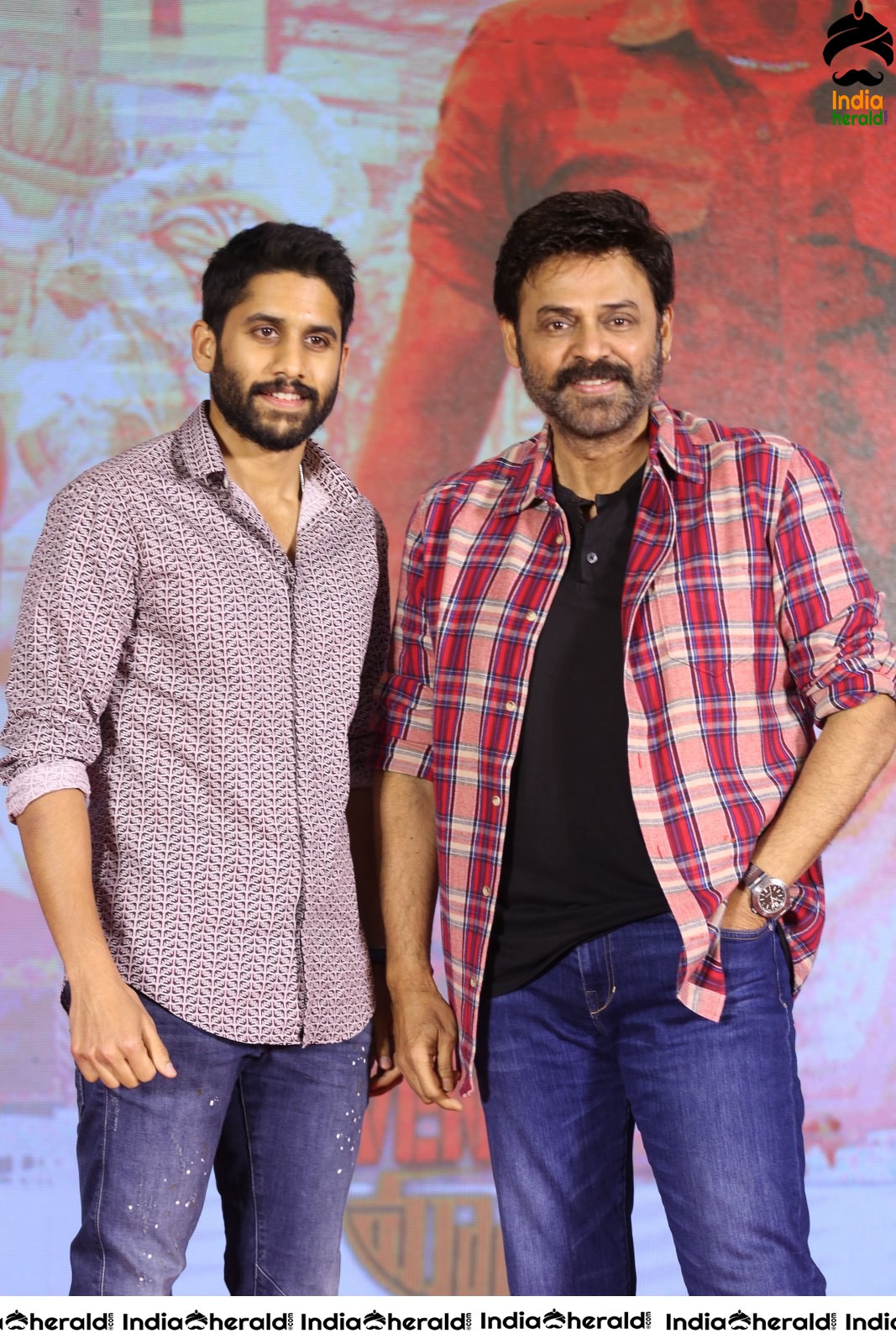 Actors Naga Chaitanya and Venkatesh Seen Together at Venky Mama Meet Set 1