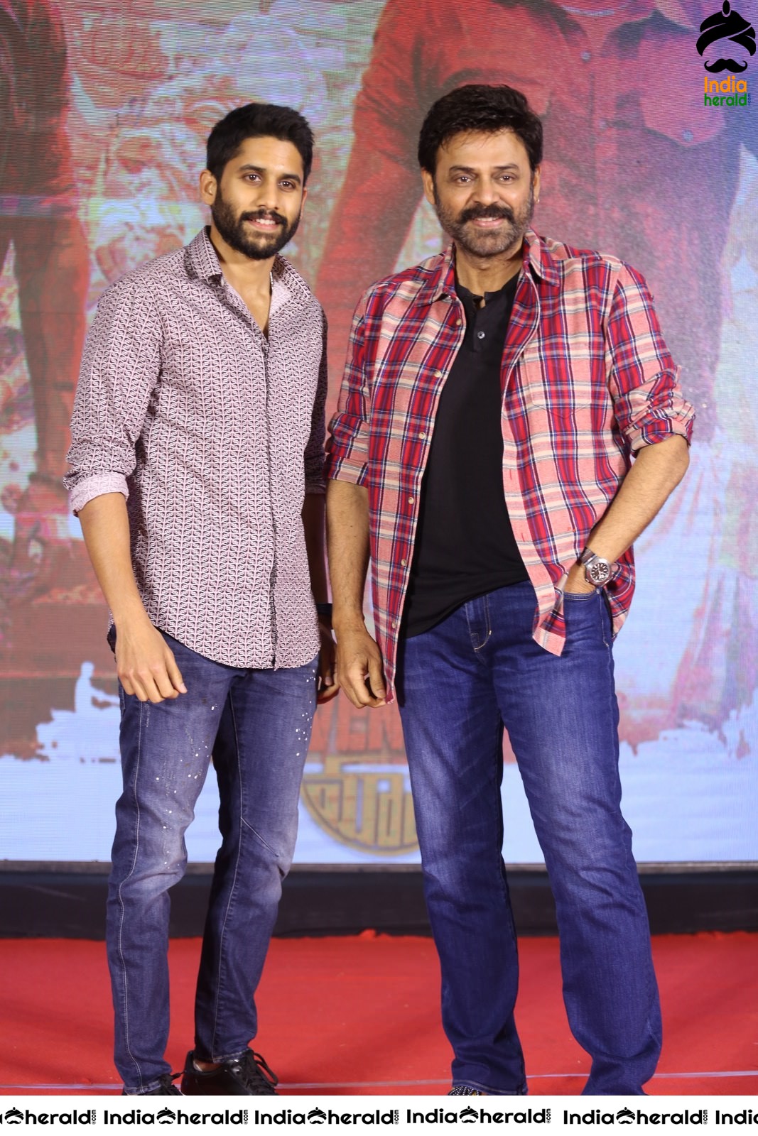 Actors Naga Chaitanya and Venkatesh Seen Together at Venky Mama Meet Set 1