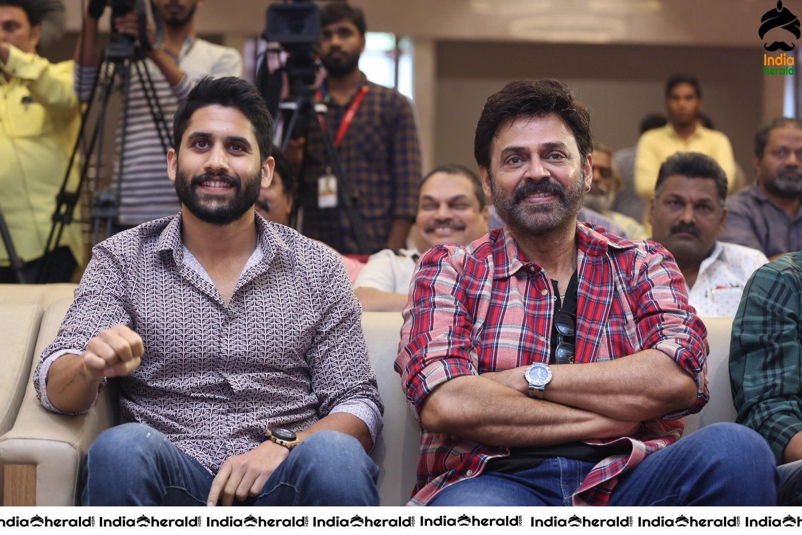 Actors Naga Chaitanya and Venkatesh Seen Together at Venky Mama Meet Set 1