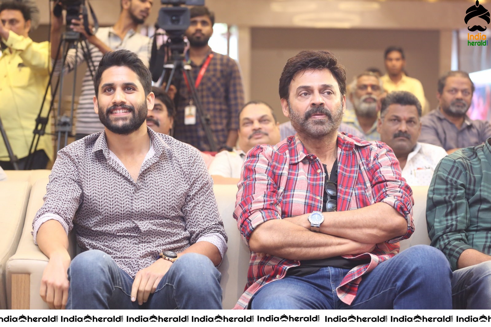 Actors Naga Chaitanya and Venkatesh Seen Together at Venky Mama Meet Set 1