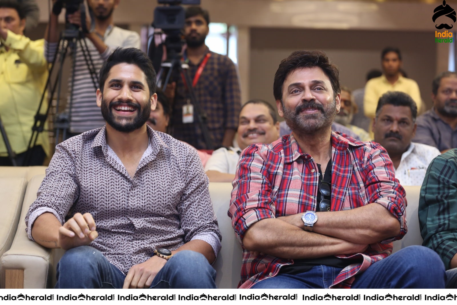 Actors Naga Chaitanya and Venkatesh Seen Together at Venky Mama Meet Set 1