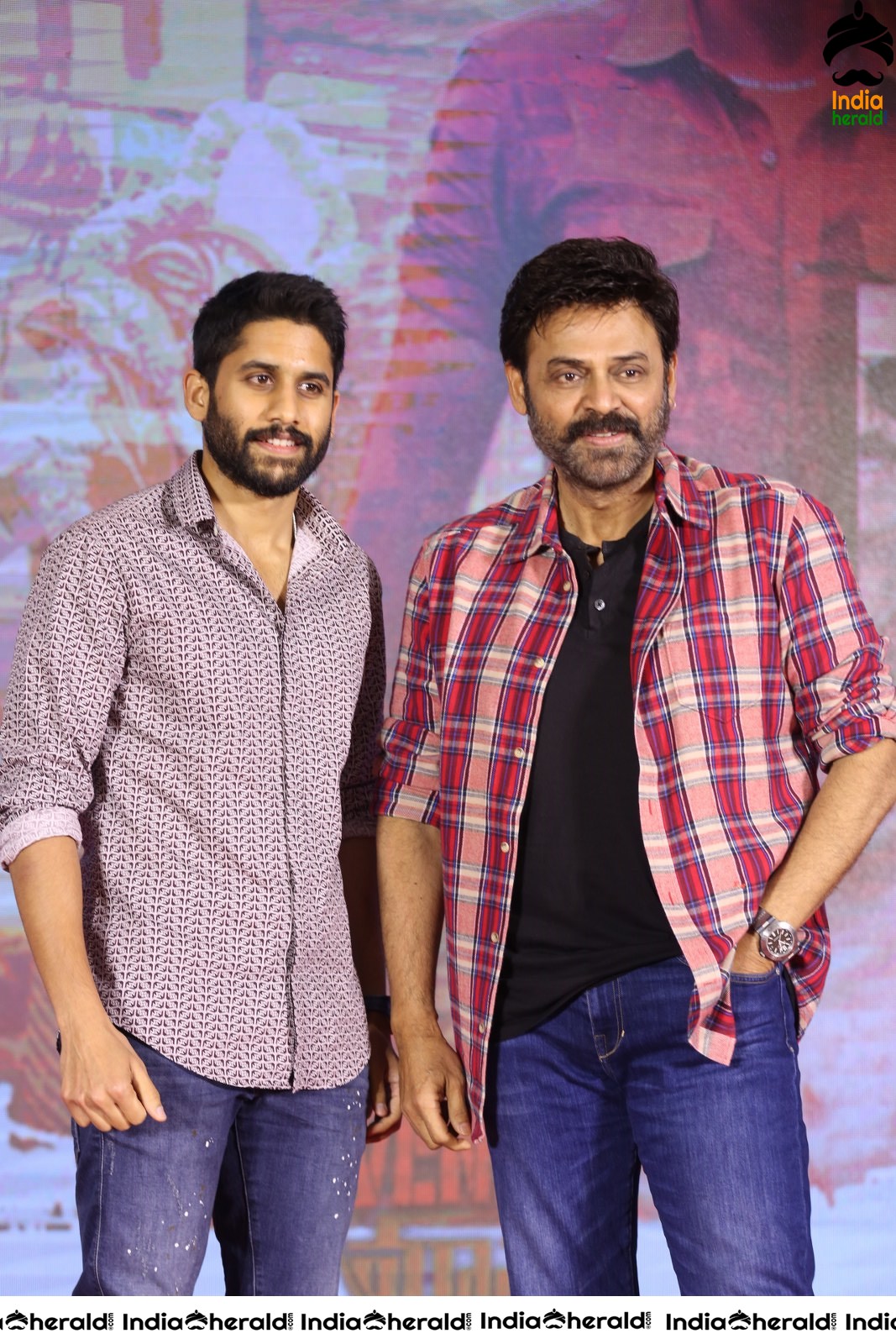 Actors Naga Chaitanya and Venkatesh Seen Together at Venky Mama Meet Set 1