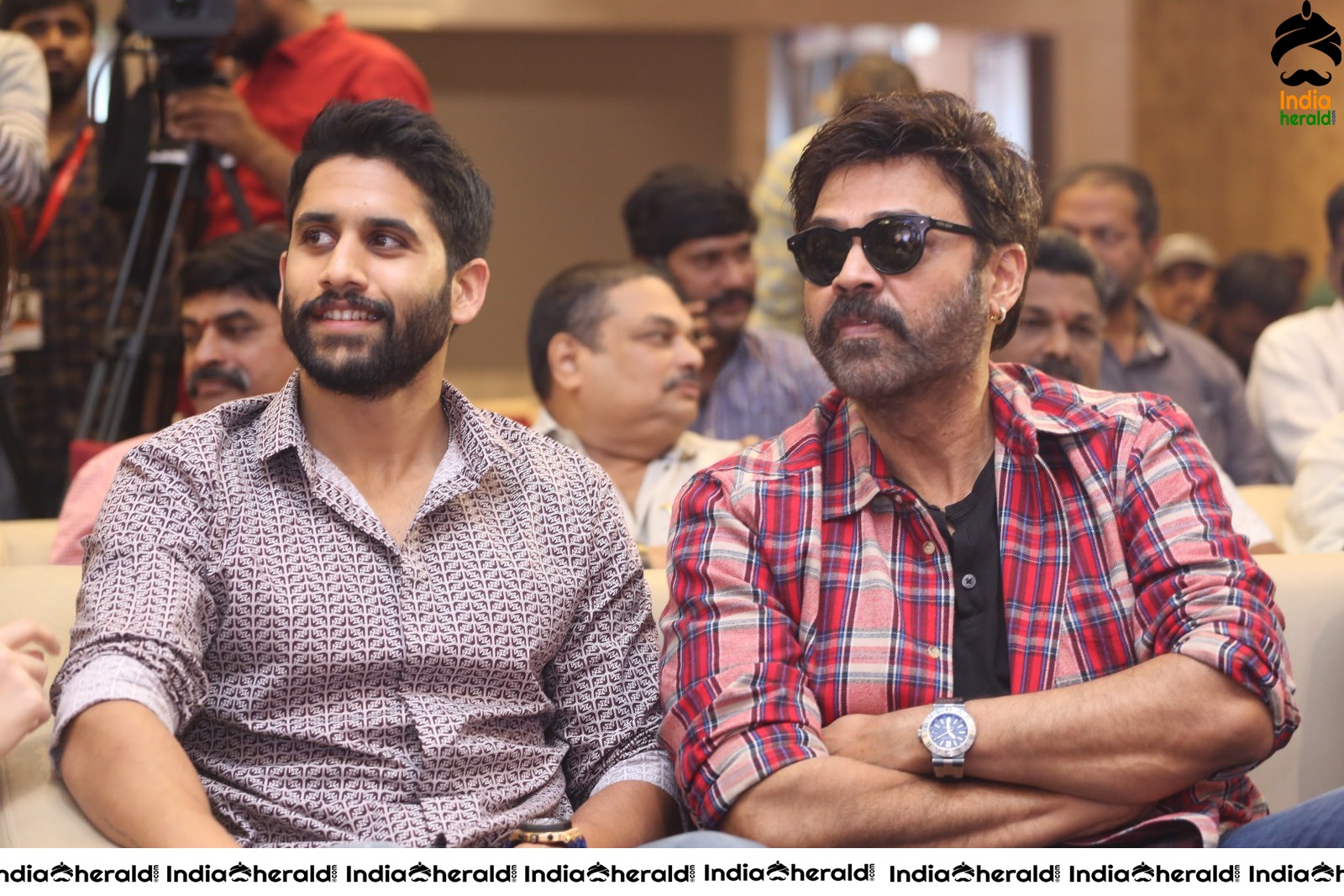 Actors Naga Chaitanya and Venkatesh Seen Together at Venky Mama Meet Set 1