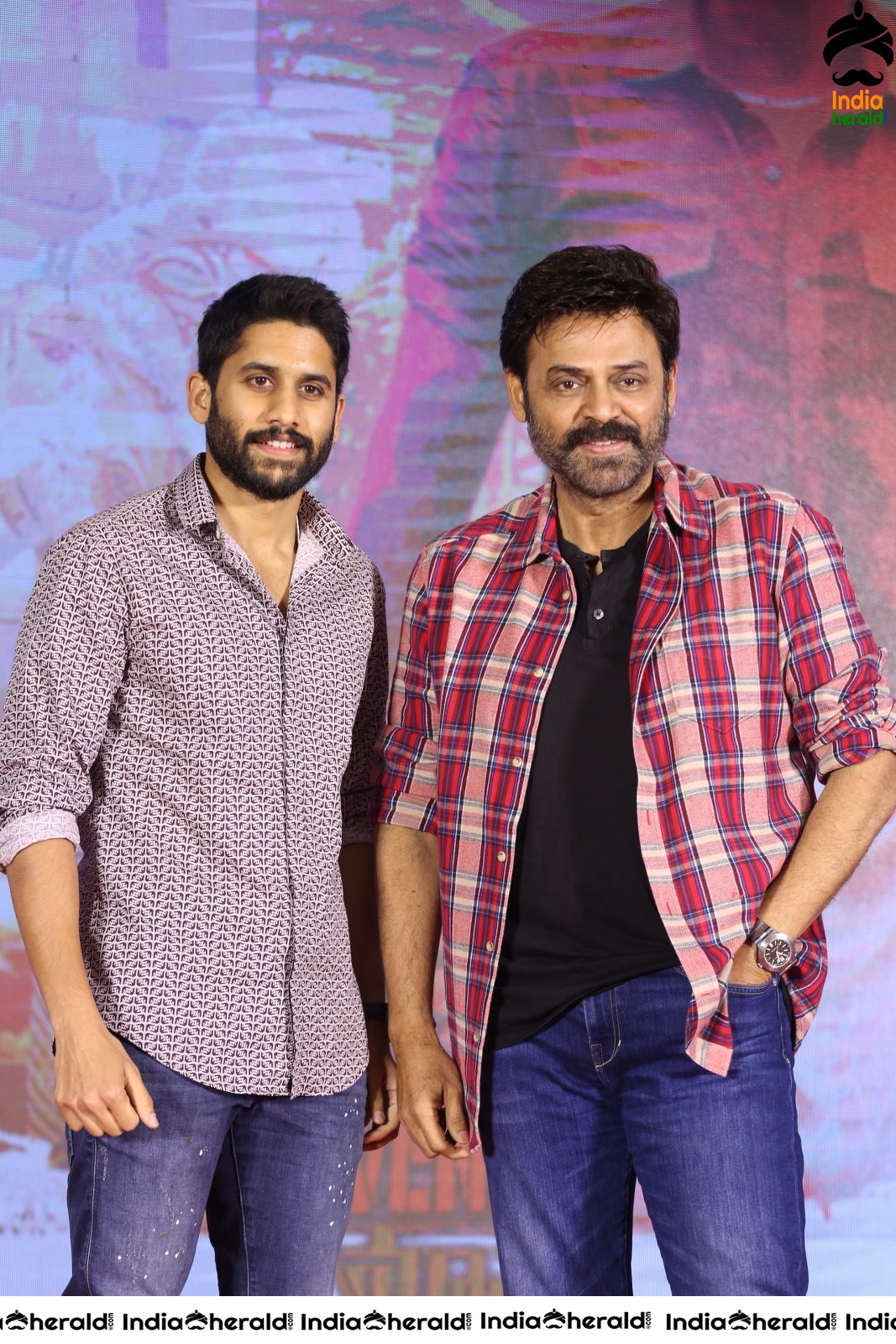 Actors Naga Chaitanya and Venkatesh Seen Together at Venky Mama Meet Set 1