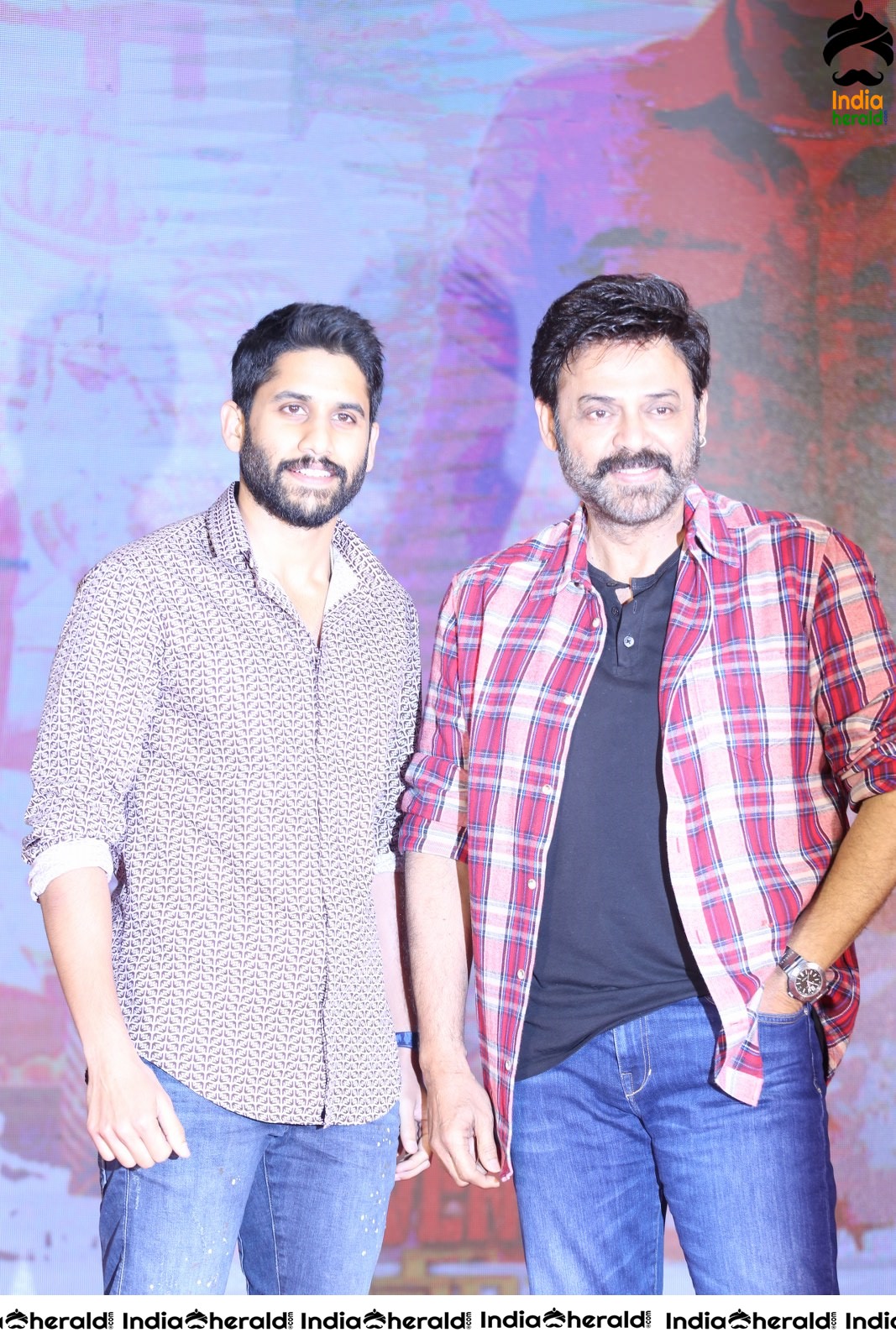 Actors Naga Chaitanya and Venkatesh Seen Together at Venky Mama Meet Set 1