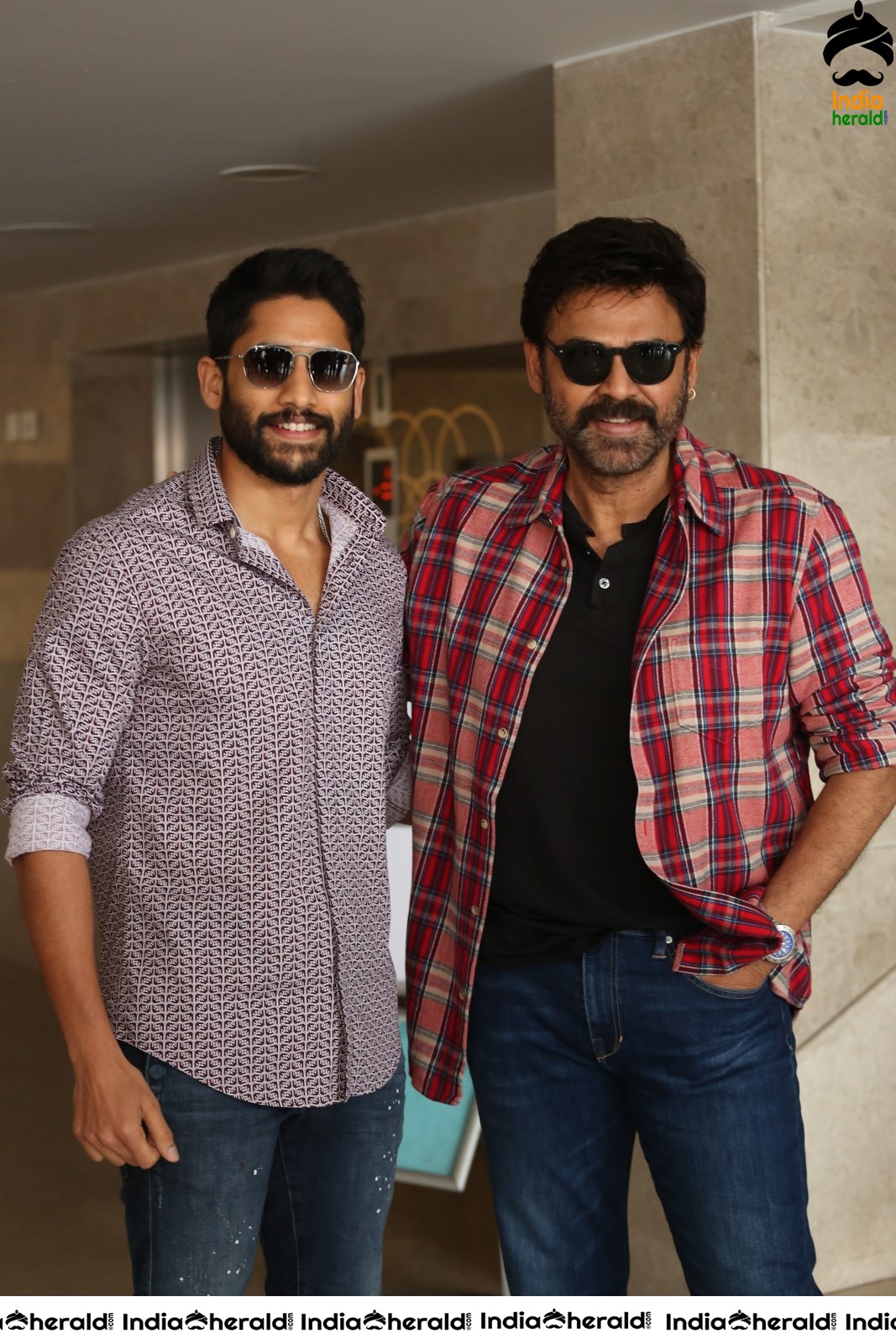 Actors Naga Chaitanya and Venkatesh Seen Together at Venky Mama Meet Set 1