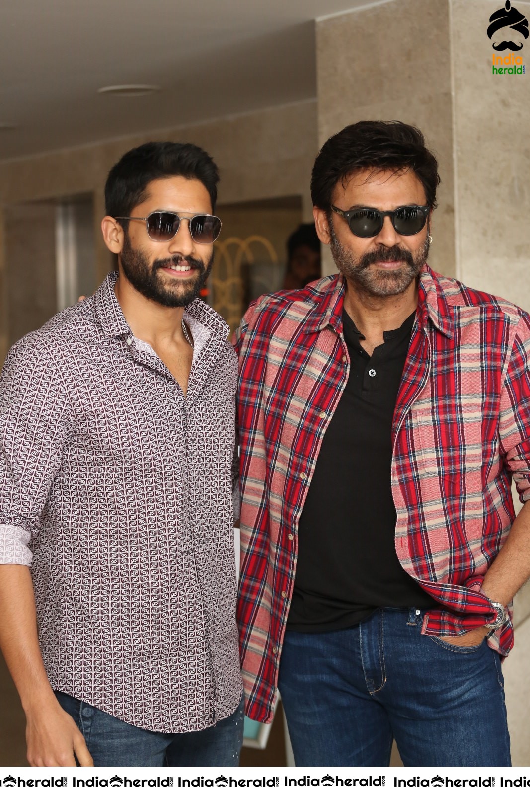 Actors Naga Chaitanya and Venkatesh Seen Together at Venky Mama Meet Set 1