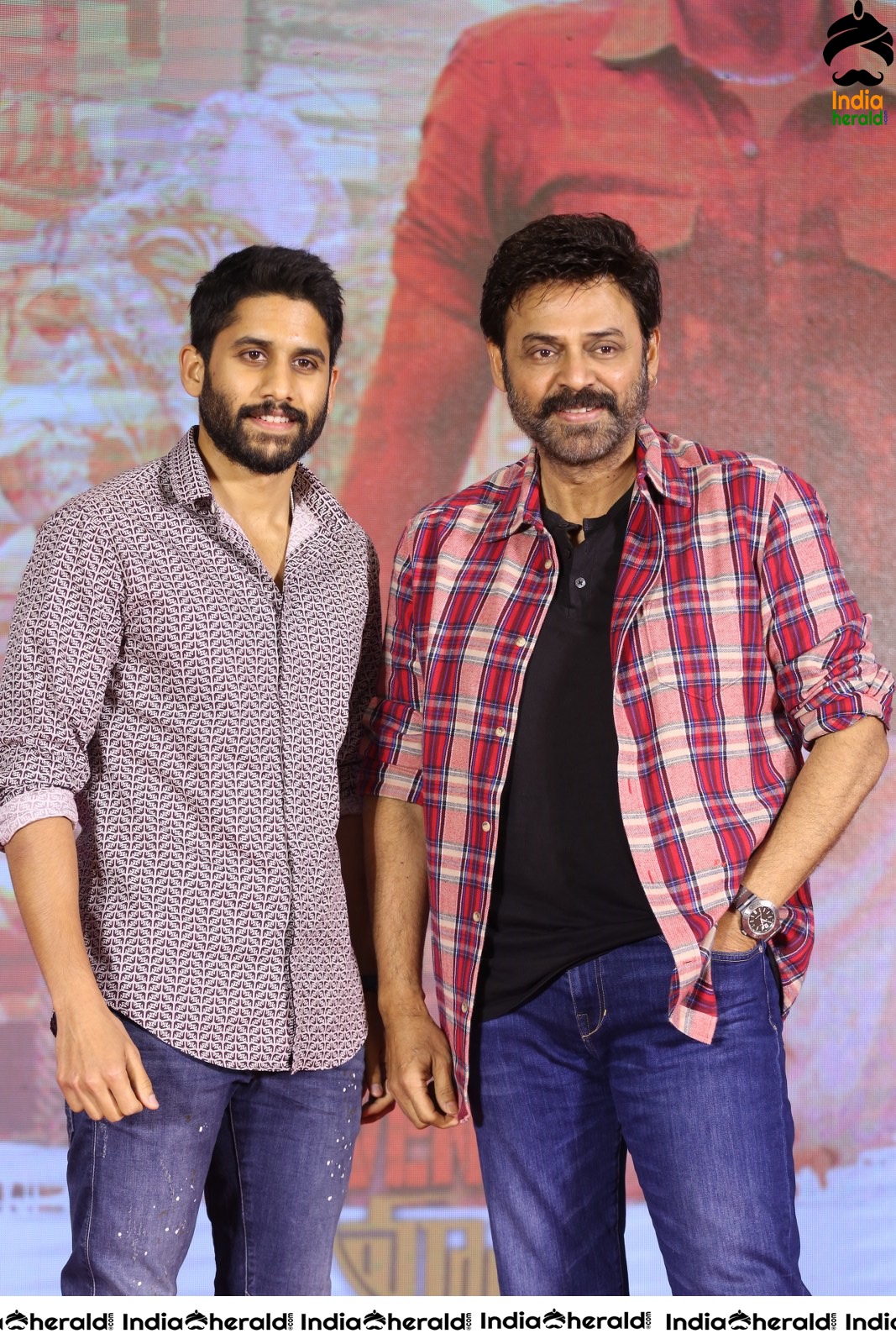 Actors Naga Chaitanya and Venkatesh Seen Together at Venky Mama Meet Set 1