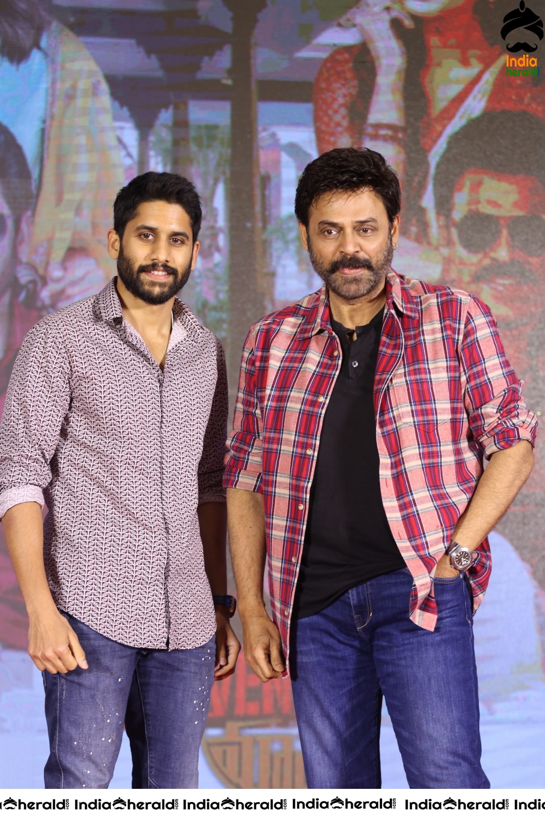 Actors Naga Chaitanya and Venkatesh Seen Together at Venky Mama Meet Set 1