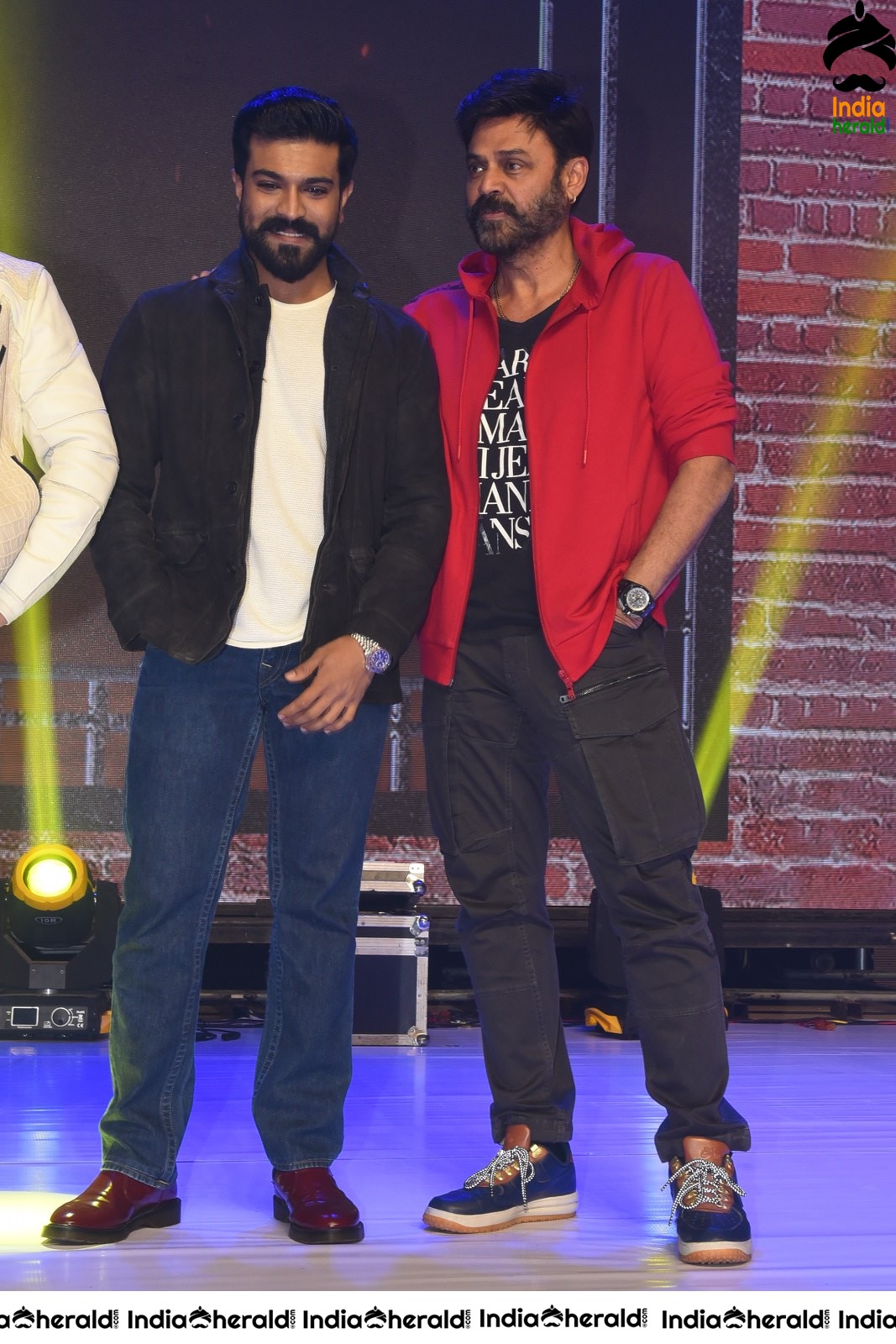 Actors Ram Charan and Venkatesh Seen Together On the Stage Set 2