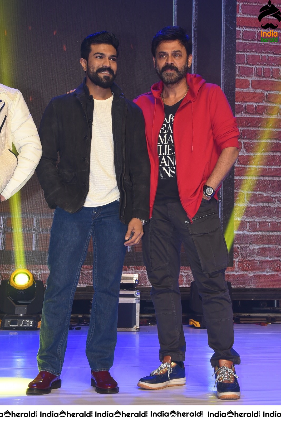 Actors Ram Charan and Venkatesh Seen Together On the Stage Set 2