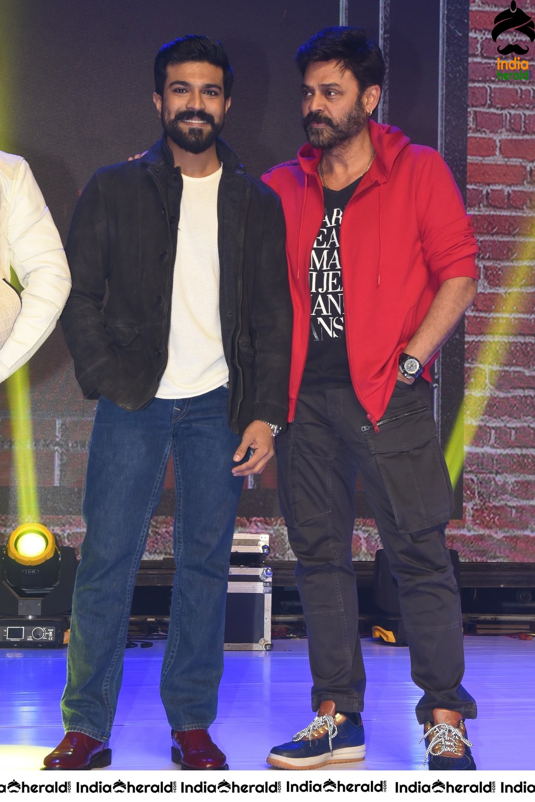 Actors Ram Charan and Venkatesh Seen Together On the Stage Set 2