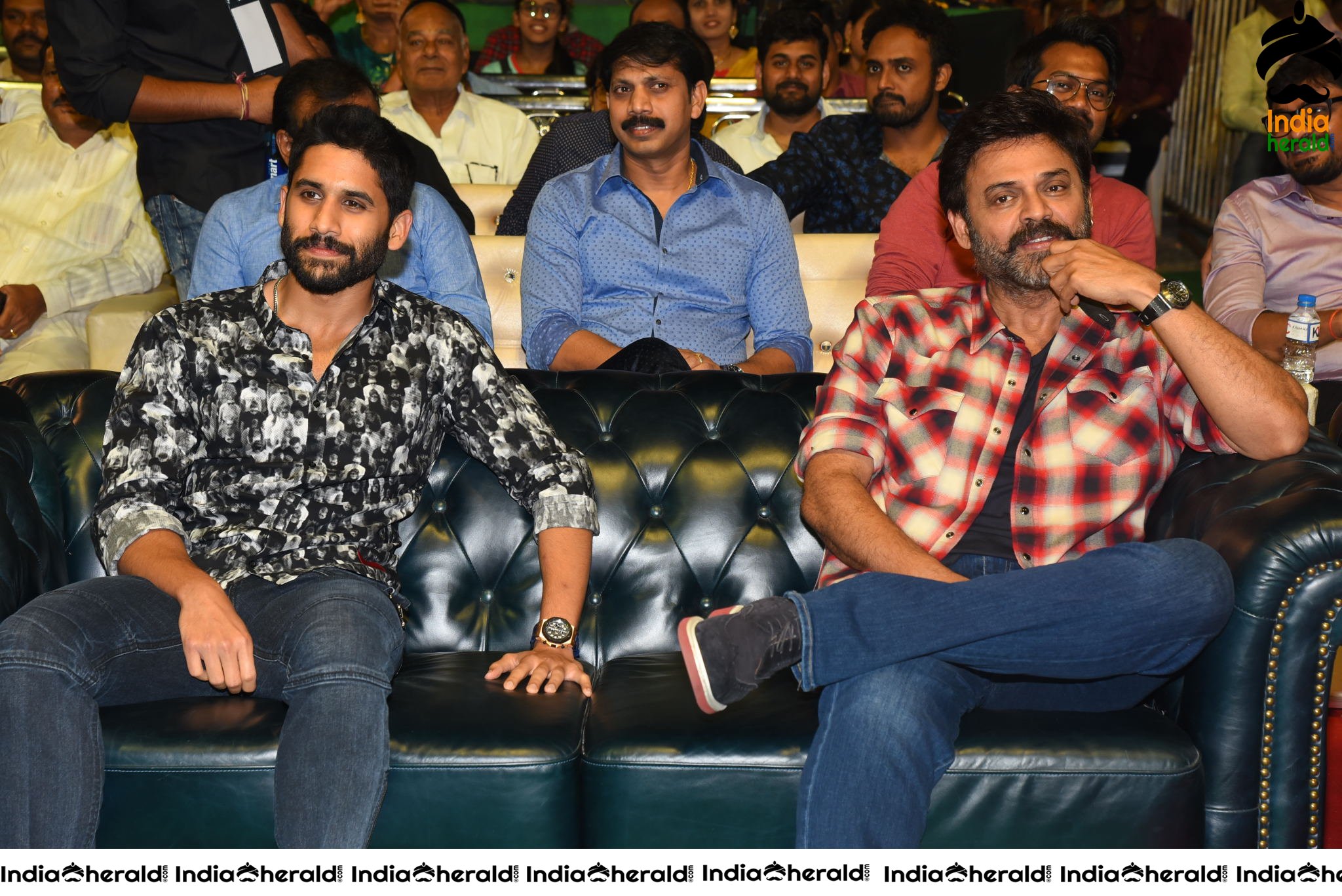 Actors Venkatesh and Naga Chaitanya all smiles at Venky Mama Pre Release Event Set 1