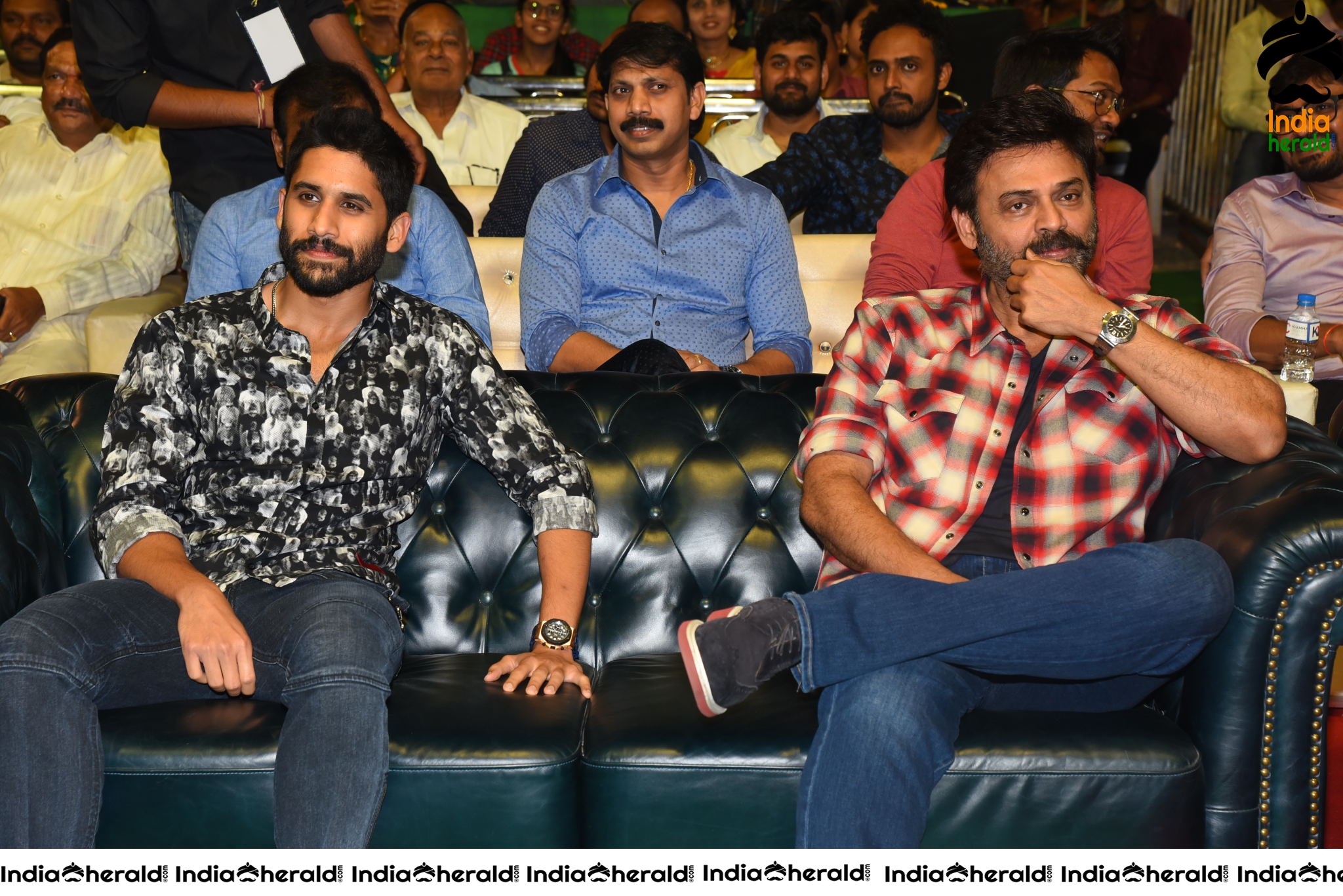 Actors Venkatesh and Naga Chaitanya all smiles at Venky Mama Pre Release Event Set 1