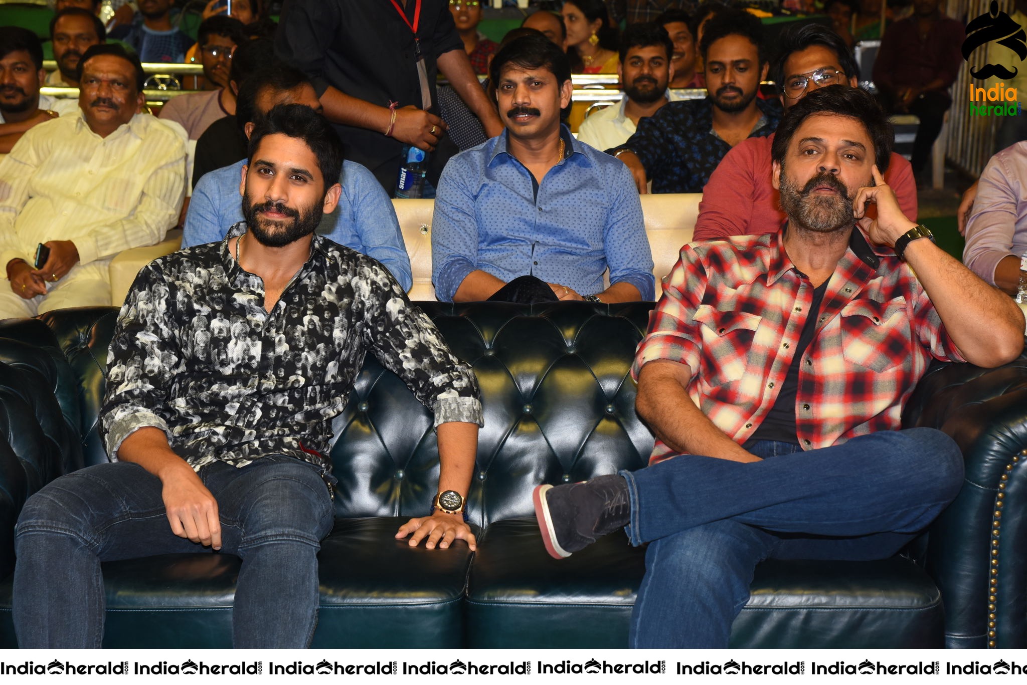 Actors Venkatesh and Naga Chaitanya all smiles at Venky Mama Pre Release Event Set 1