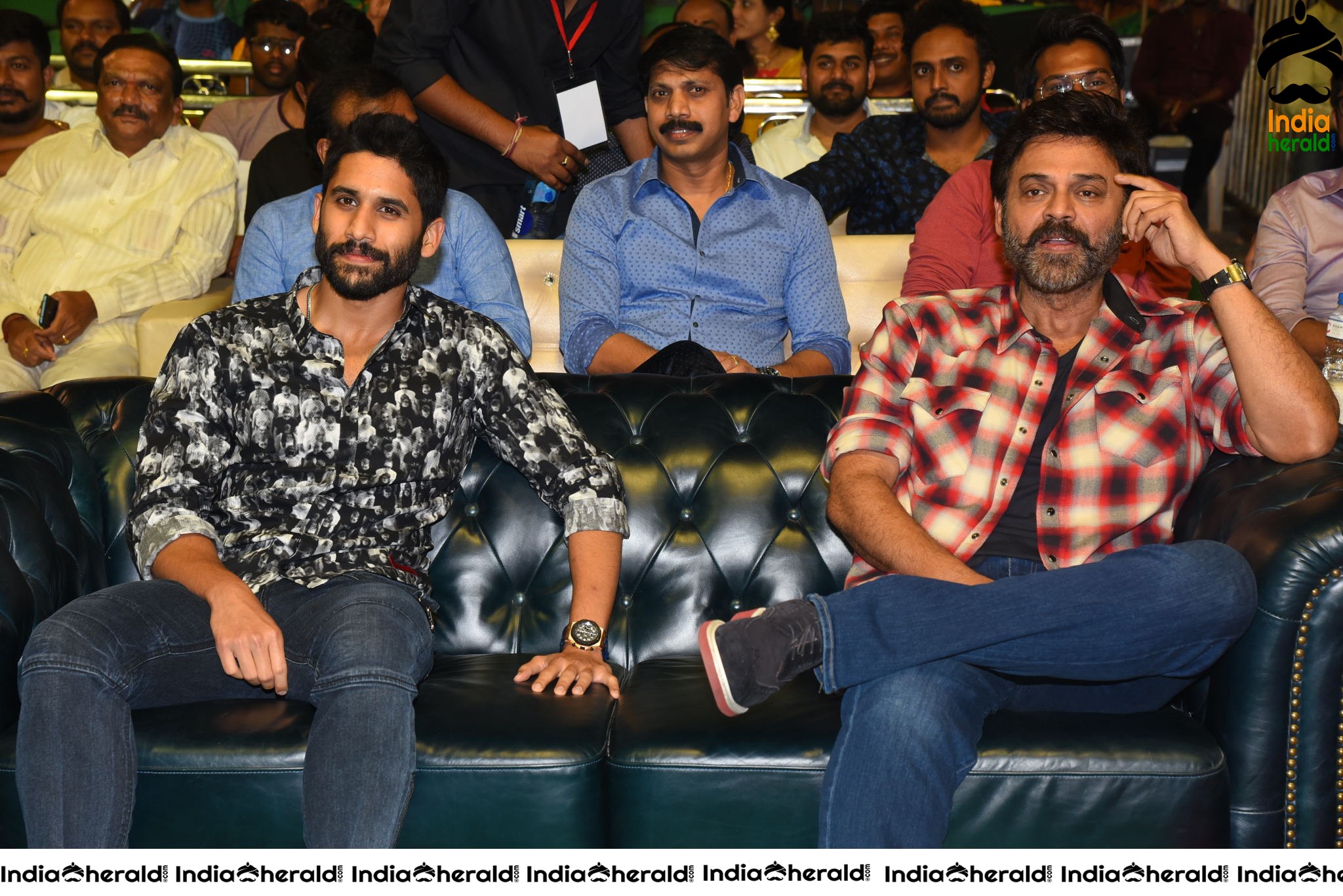 Actors Venkatesh and Naga Chaitanya all smiles at Venky Mama Pre Release Event Set 1