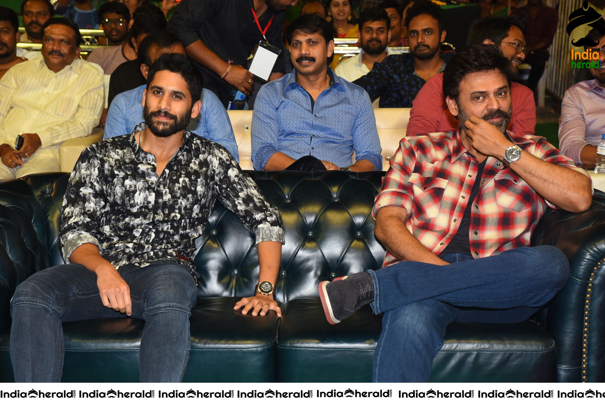 Actors Venkatesh and Naga Chaitanya all smiles at Venky Mama Pre Release Event Set 1