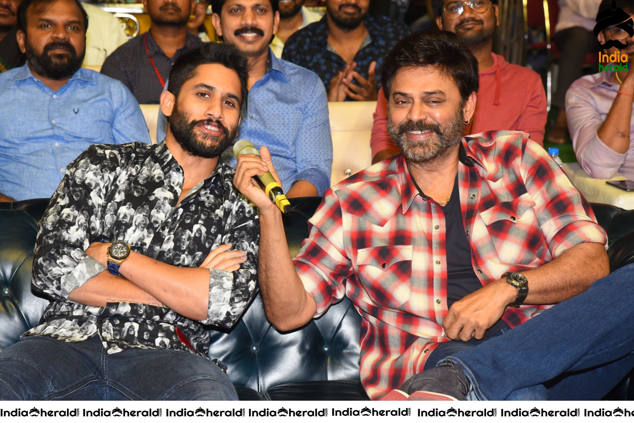 Actors Venkatesh and Naga Chaitanya all smiles at Venky Mama Pre Release Event Set 2