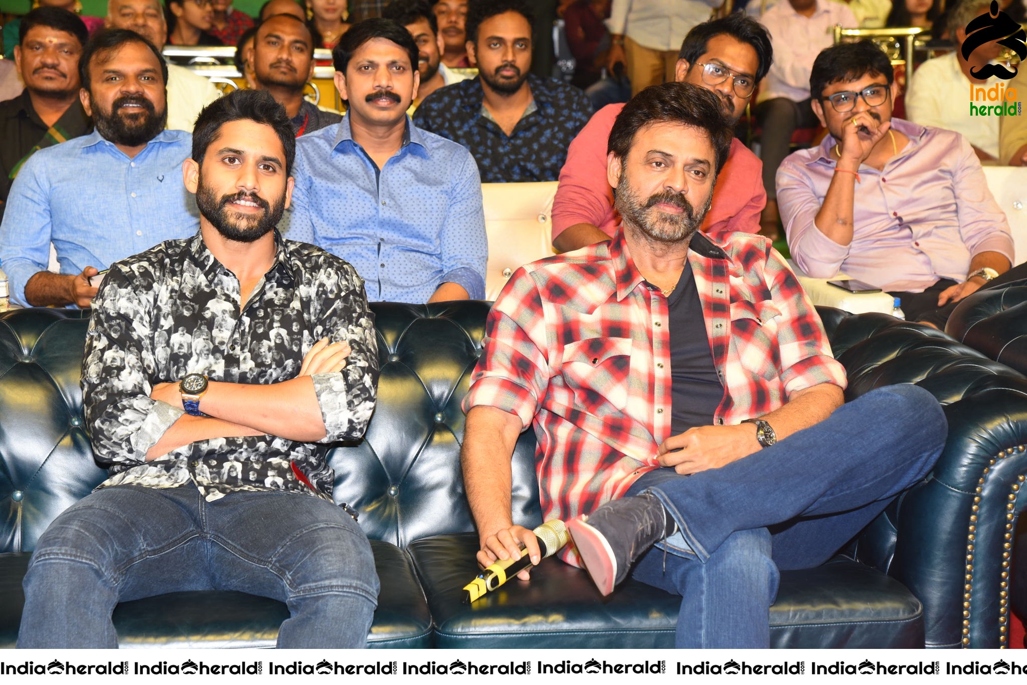 Actors Venkatesh and Naga Chaitanya all smiles at Venky Mama Pre Release Event Set 2