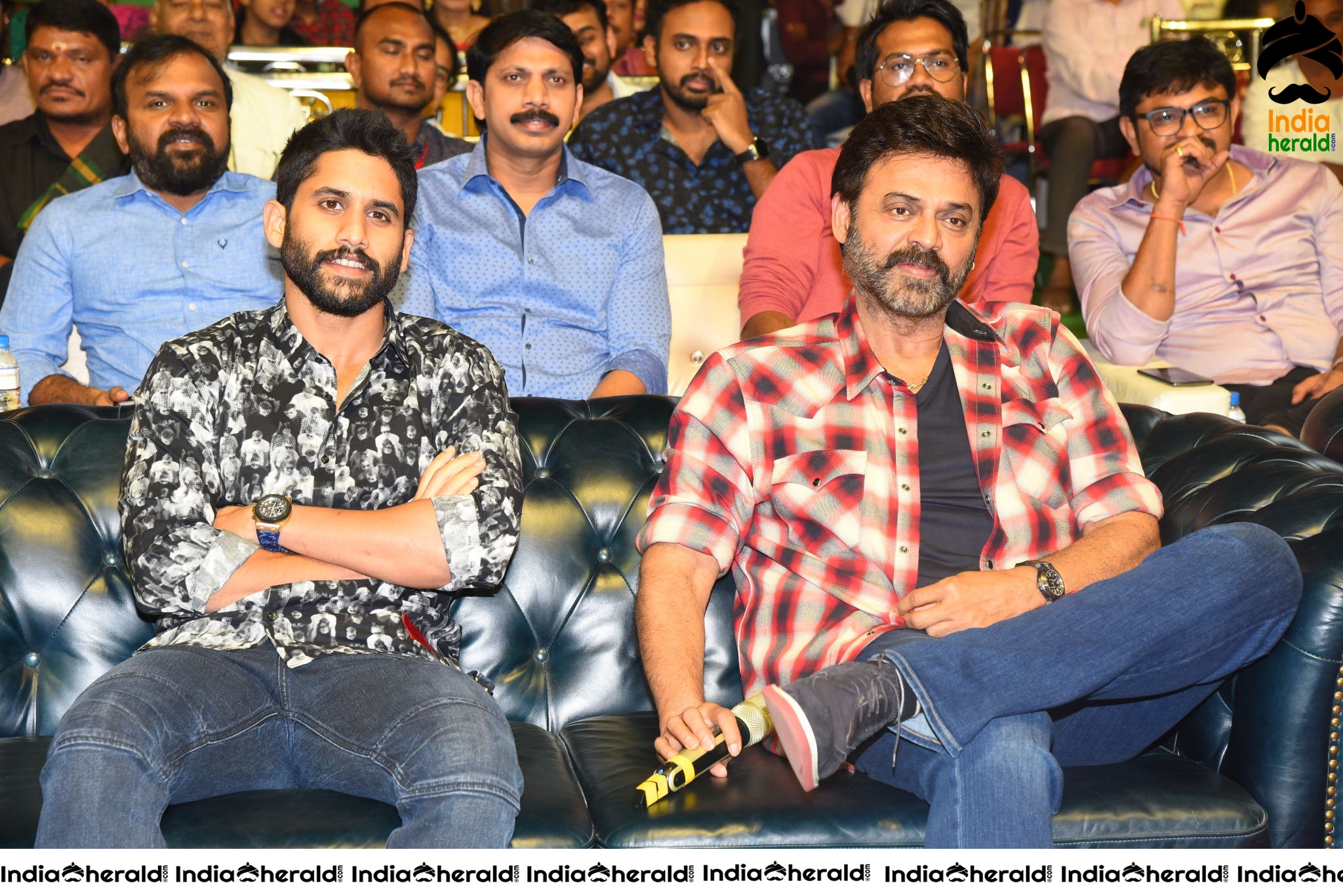 Actors Venkatesh and Naga Chaitanya all smiles at Venky Mama Pre Release Event Set 2