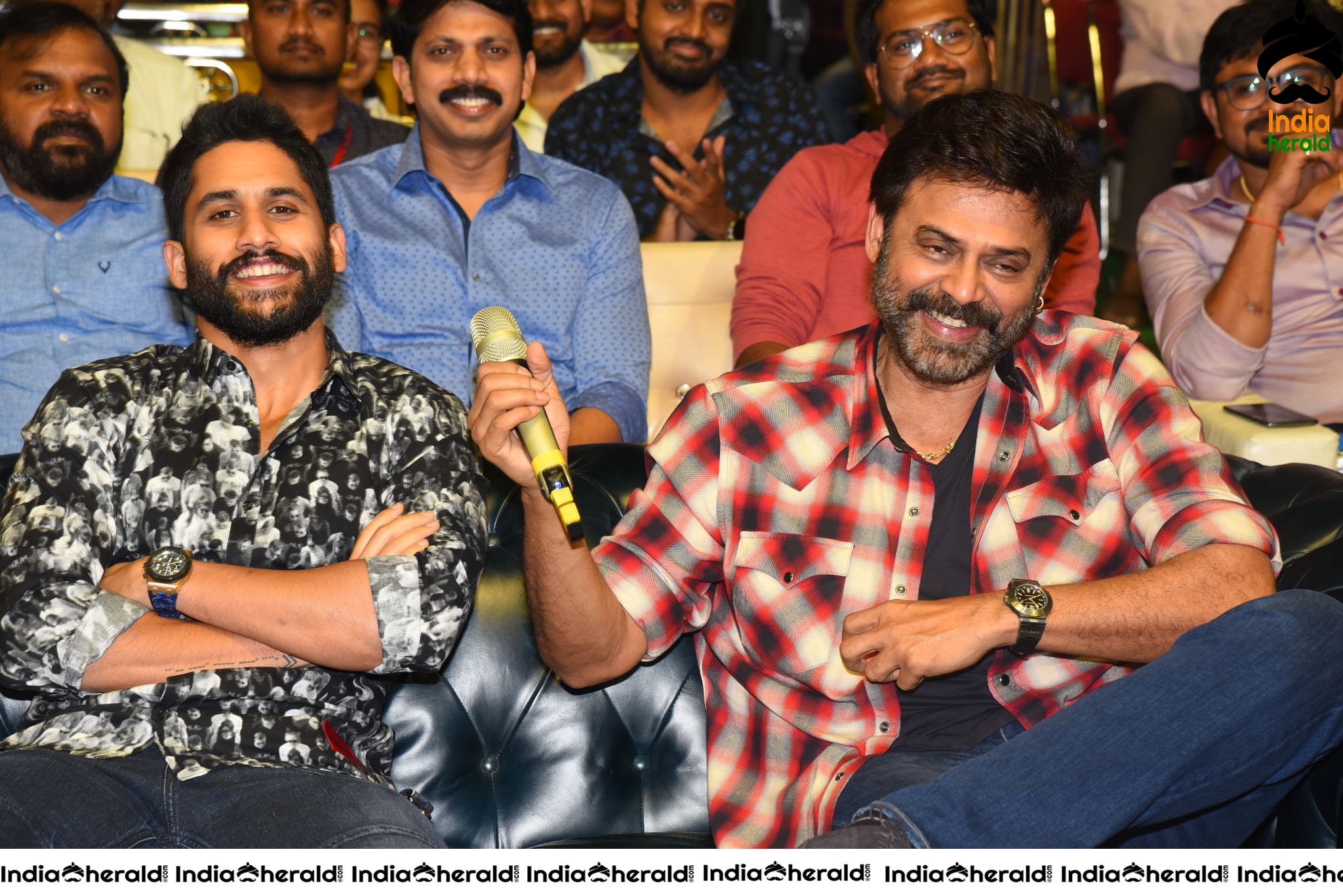 Actors Venkatesh and Naga Chaitanya all smiles at Venky Mama Pre Release Event Set 2