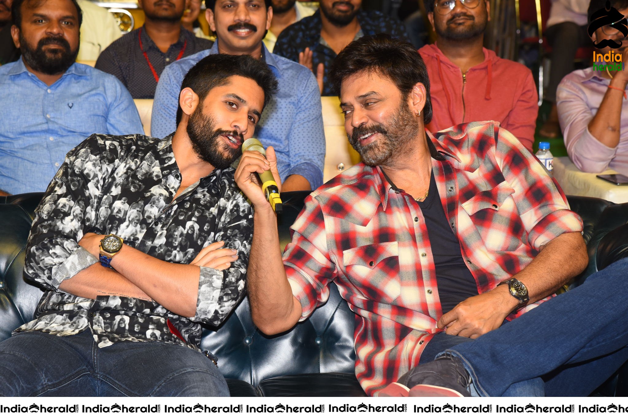 Actors Venkatesh and Naga Chaitanya all smiles at Venky Mama Pre Release Event Set 2