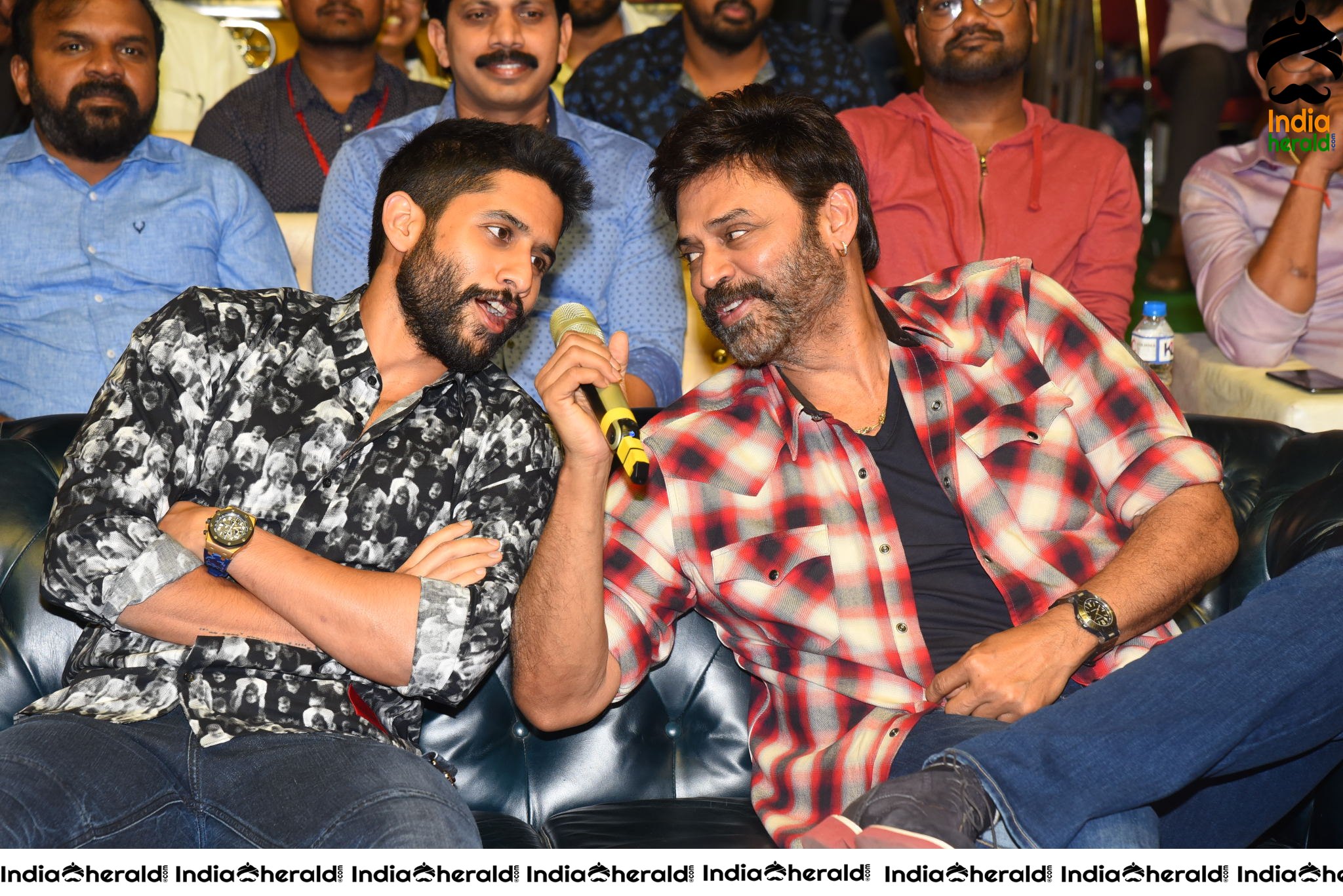 Actors Venkatesh and Naga Chaitanya all smiles at Venky Mama Pre Release Event Set 2