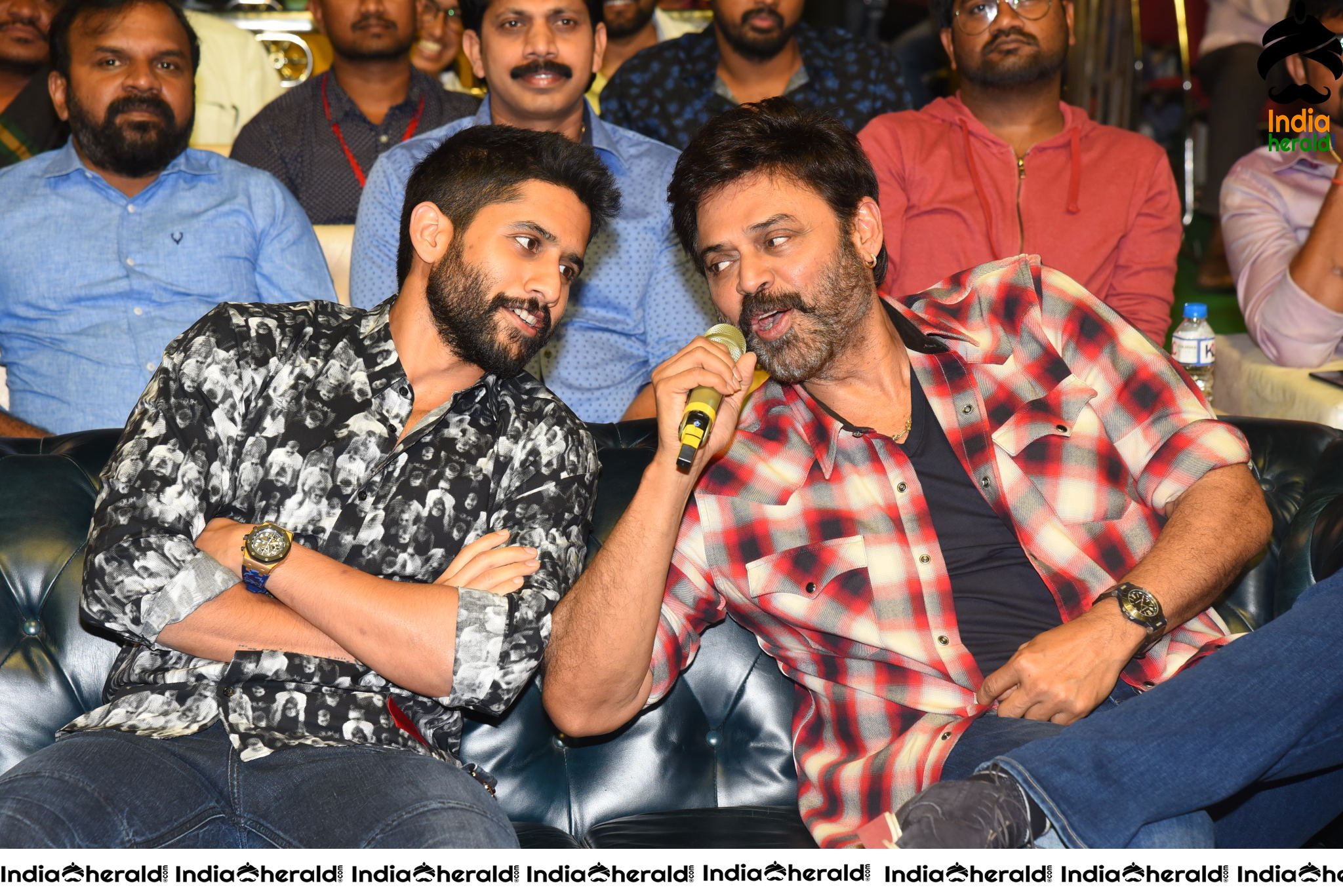 Actors Venkatesh and Naga Chaitanya all smiles at Venky Mama Pre Release Event Set 2