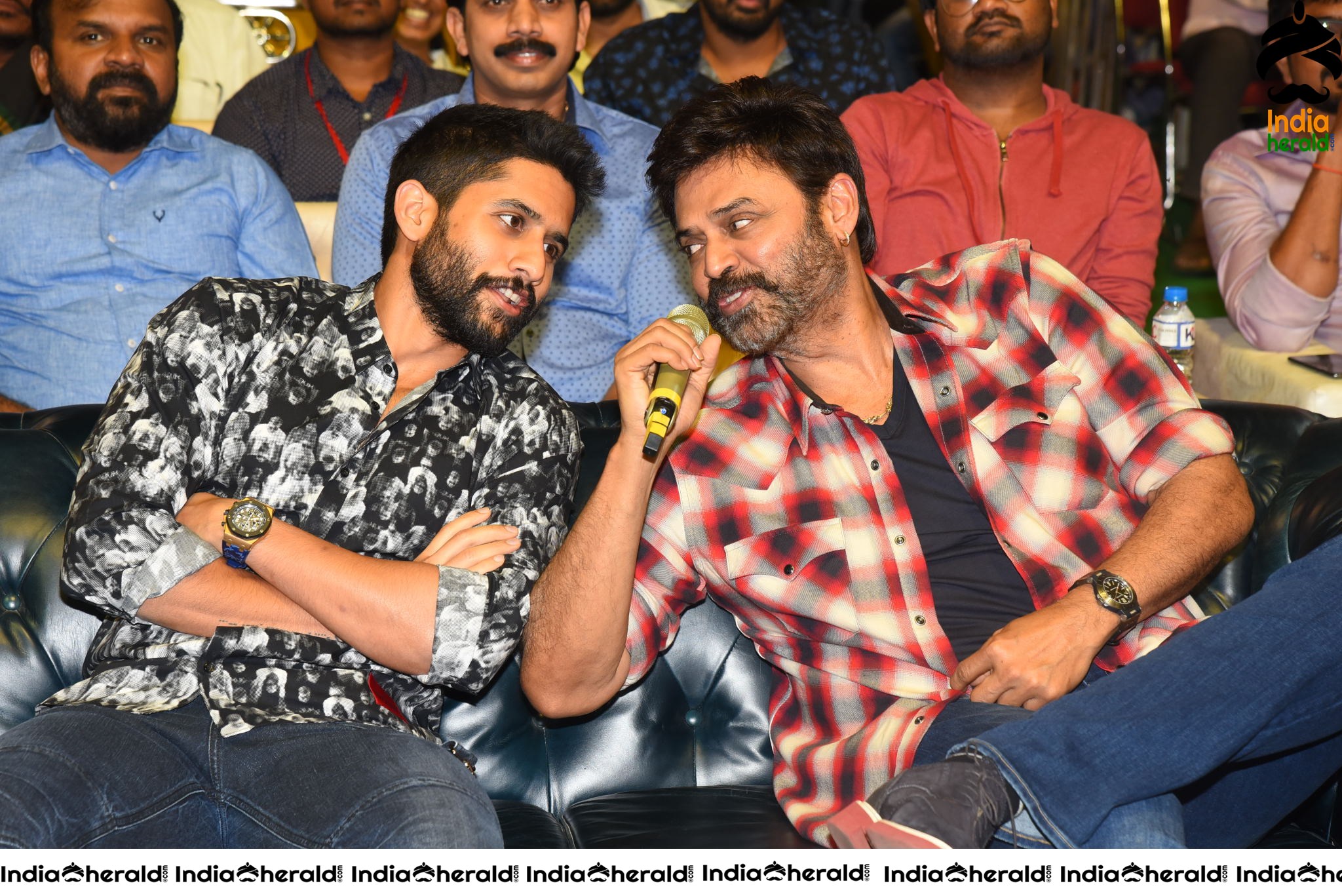 Actors Venkatesh and Naga Chaitanya all smiles at Venky Mama Pre Release Event Set 2