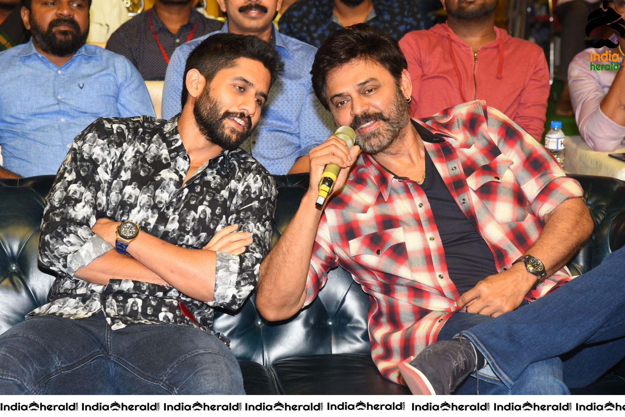 Actors Venkatesh and Naga Chaitanya all smiles at Venky Mama Pre Release Event Set 2