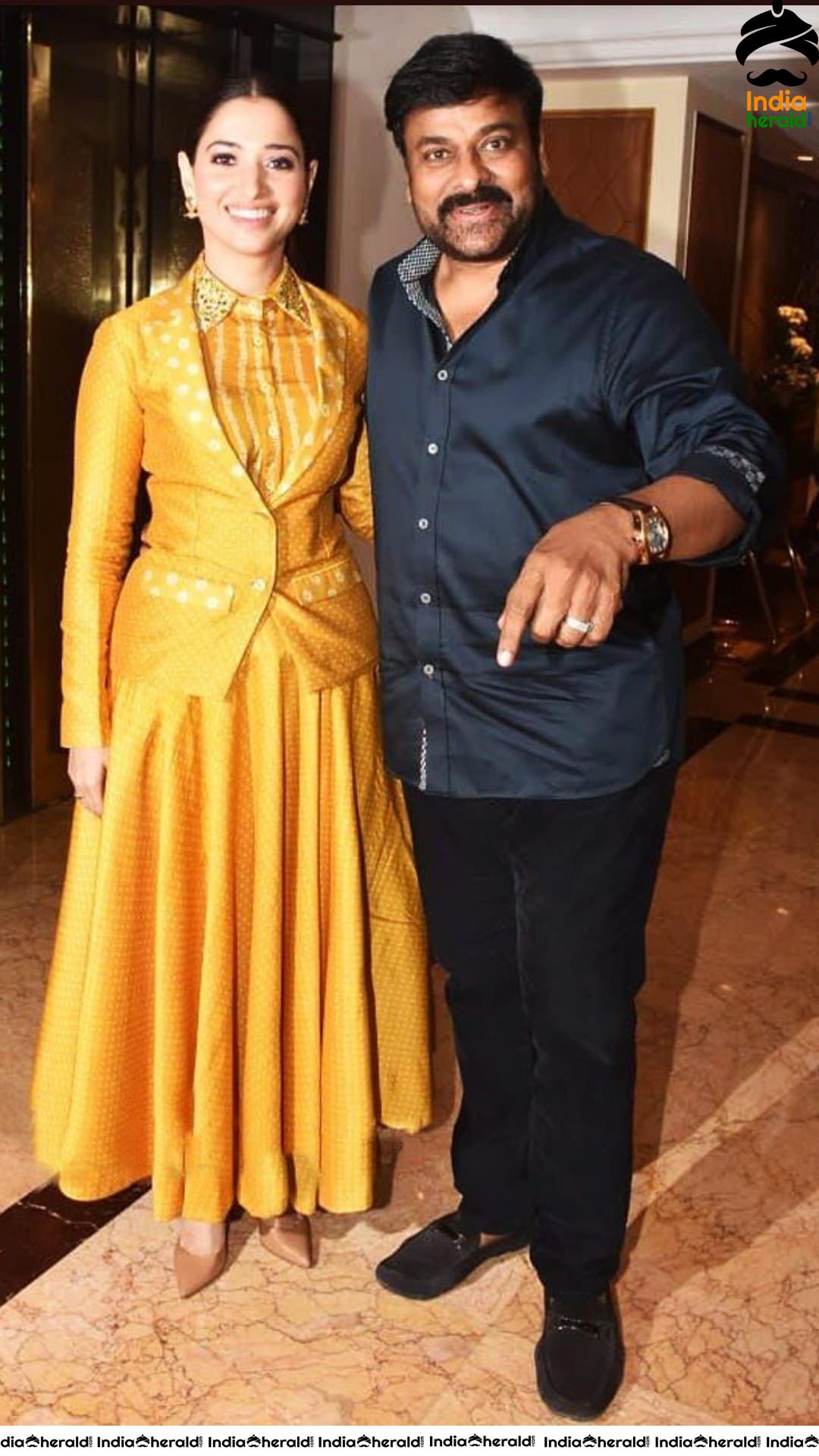 Chiranjeevi along with Tamannaah during Sye Raa Promotions