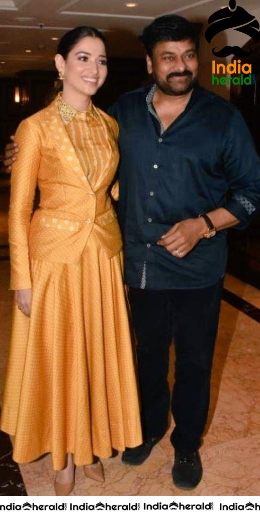 Chiranjeevi along with Tamannaah during Sye Raa Promotions