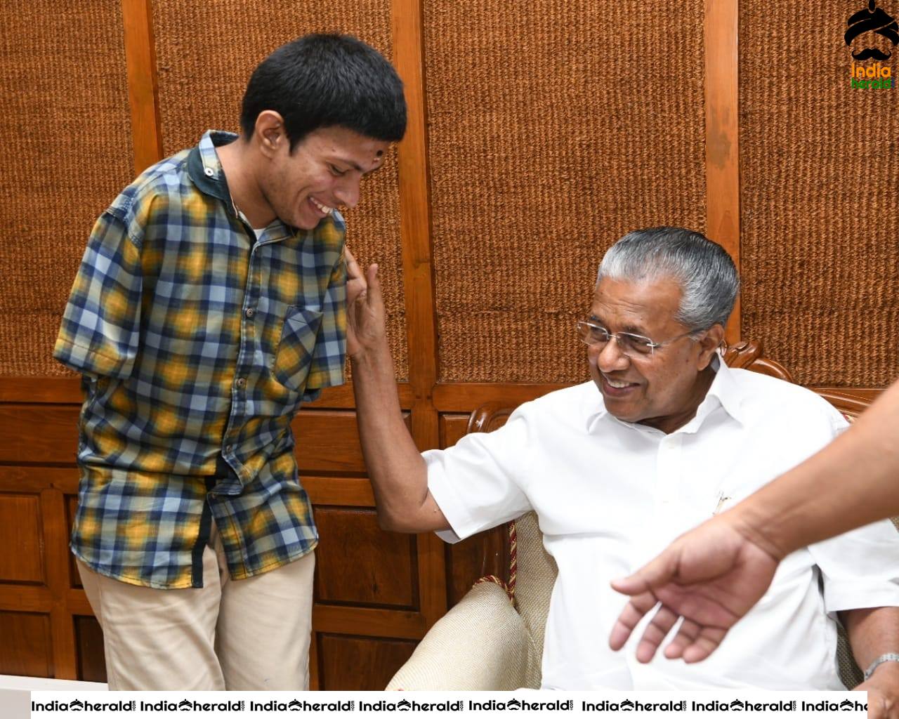 Differently abled actor Pranav met Kerala Chief Minister Pinarayi Vijayan