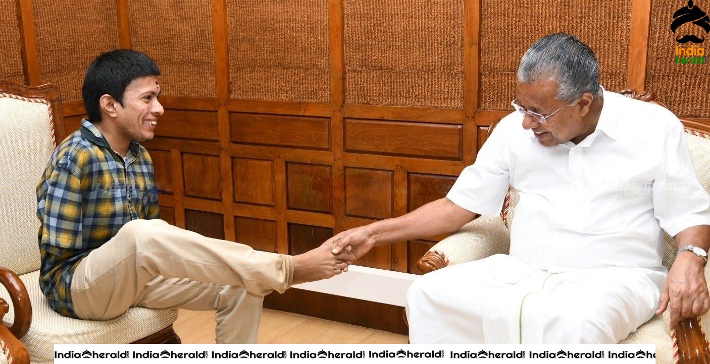 Differently abled actor Pranav met Kerala Chief Minister Pinarayi Vijayan