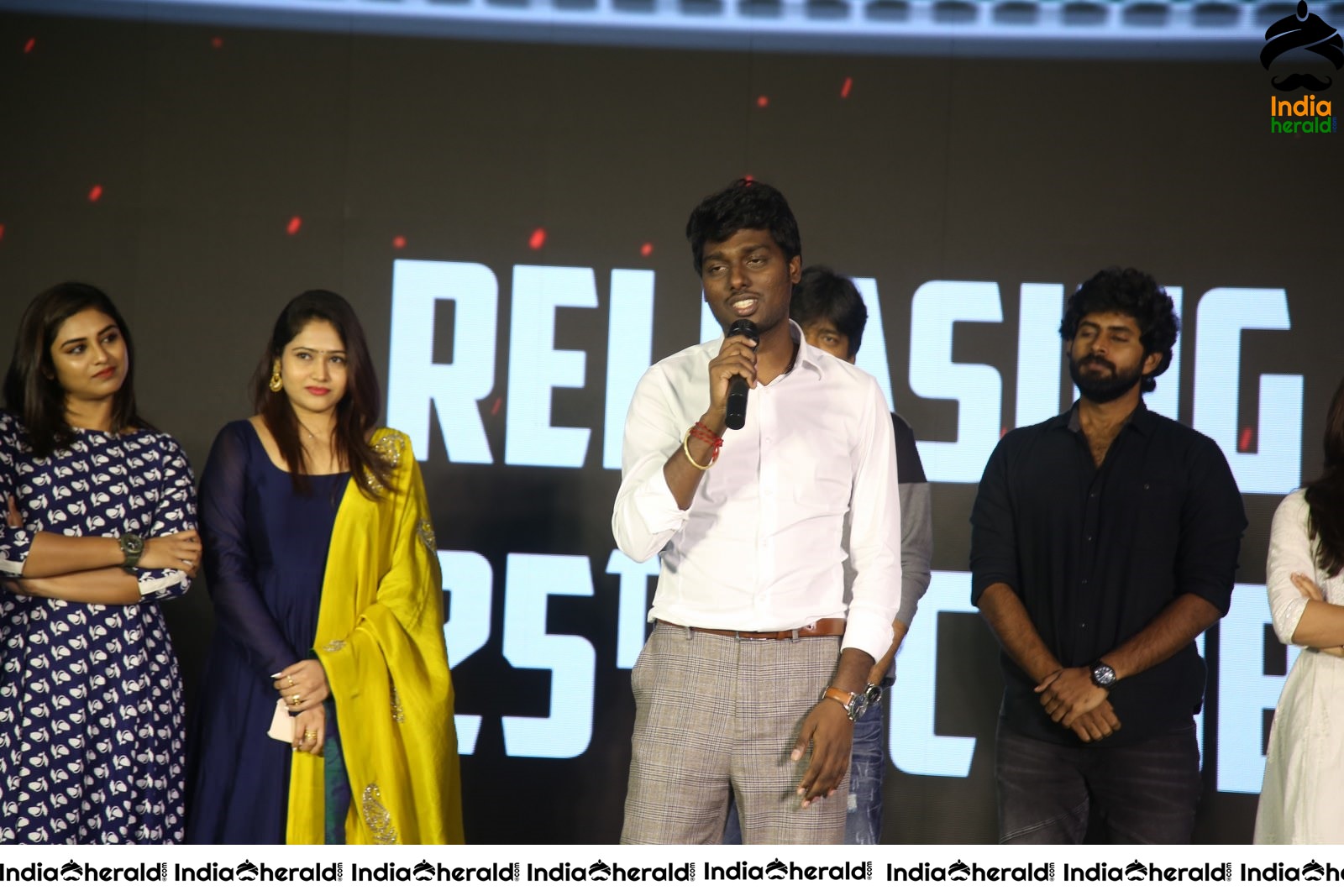 Director Atlee on the Dais with Mahesh S Koneru and Harish Shankar Set 2