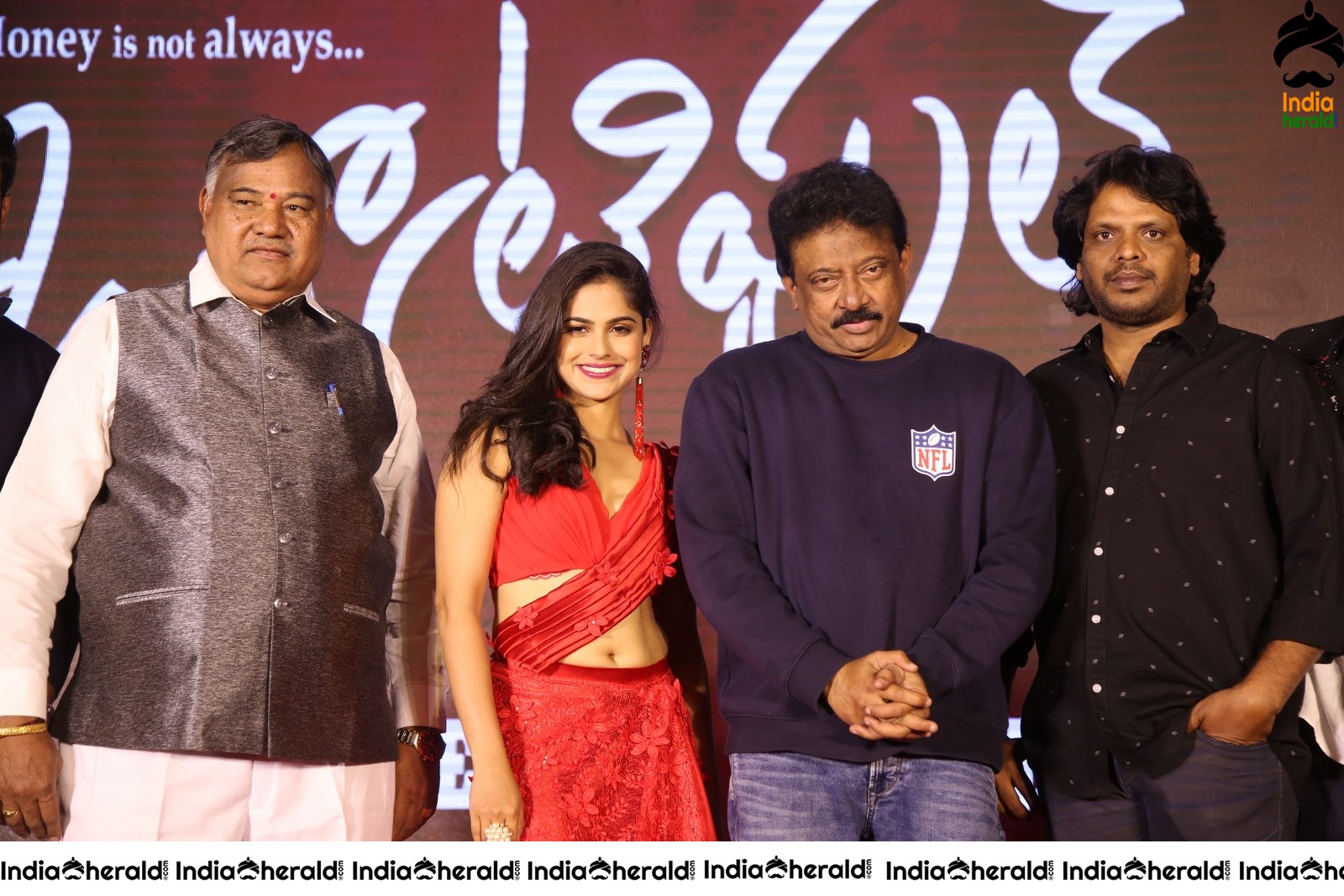 Director RGV with Naina Ganguly and Team On the Stage Group Photos Set 1
