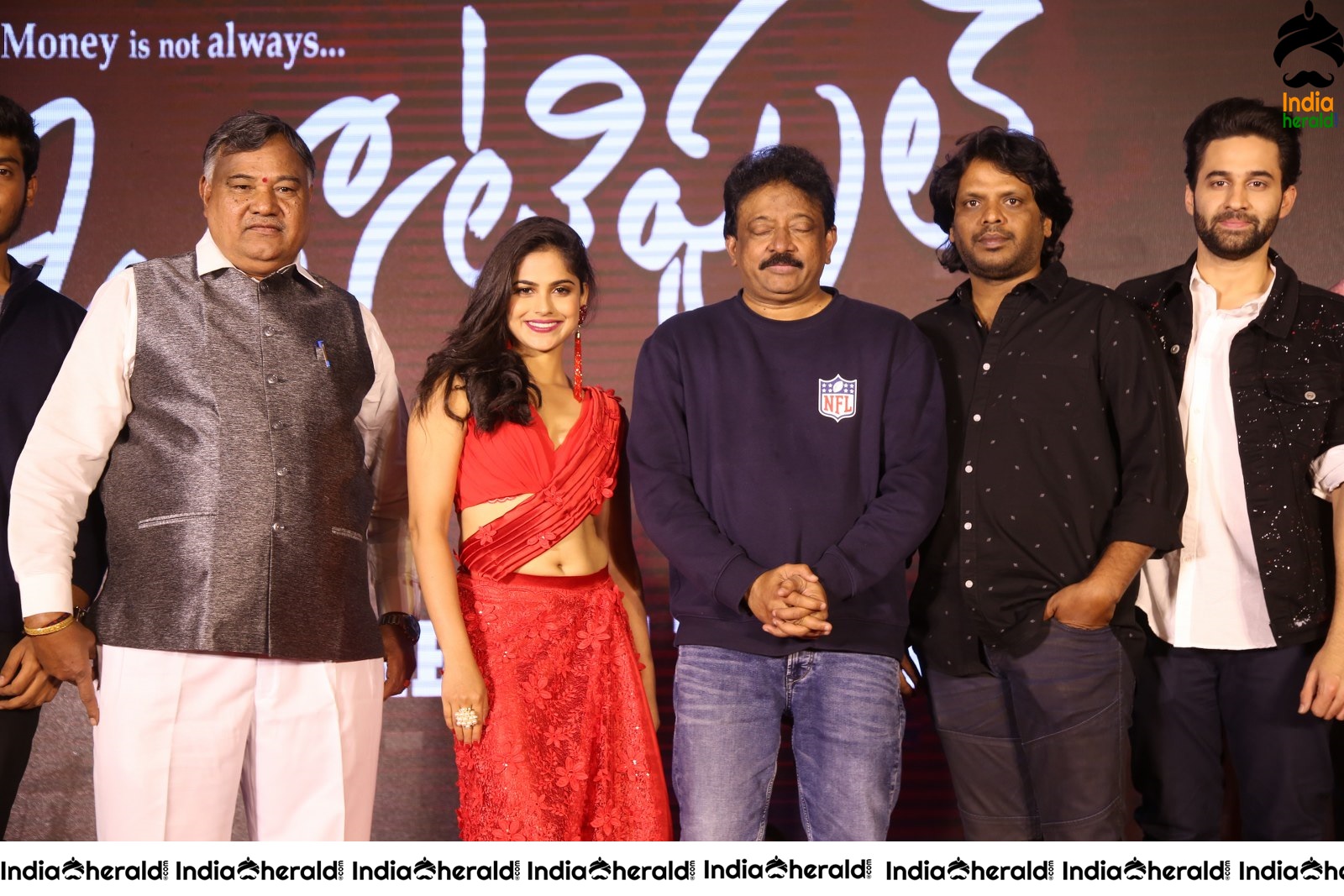 Director RGV with Naina Ganguly and Team On the Stage Group Photos Set 1